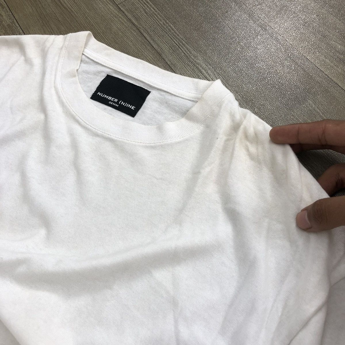 Japanese Brand × Number (N)ine × Takahiromiyashita The Soloist. Vintage Number (N)ine Denim Spell Out White Tee Size US M / EU 48-50 / 2 - 9 Thumbnail