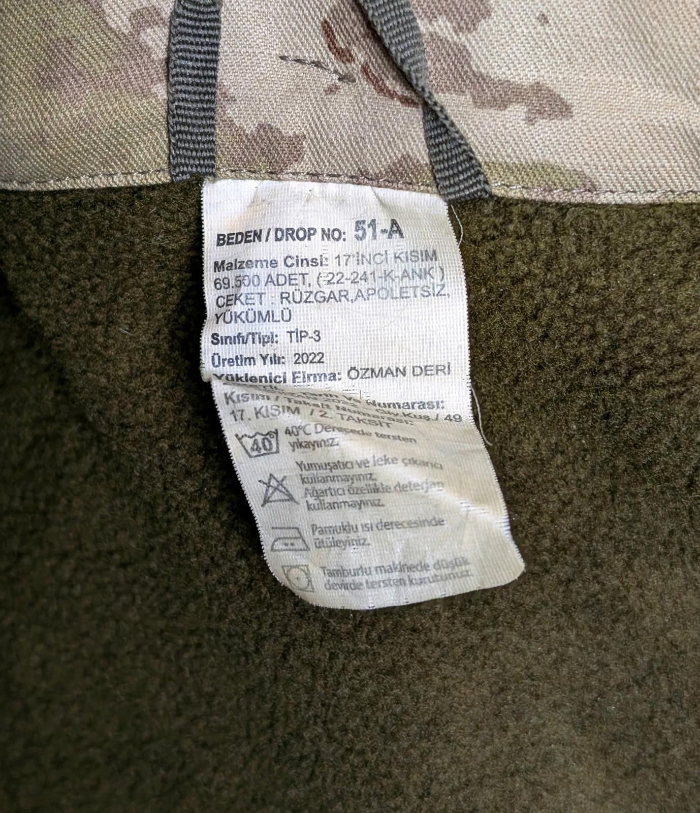 Other Turkish Army M2021 Fleece-Lined Cold Weather Jacket - Large Size ONE SIZE - 3 Thumbnail