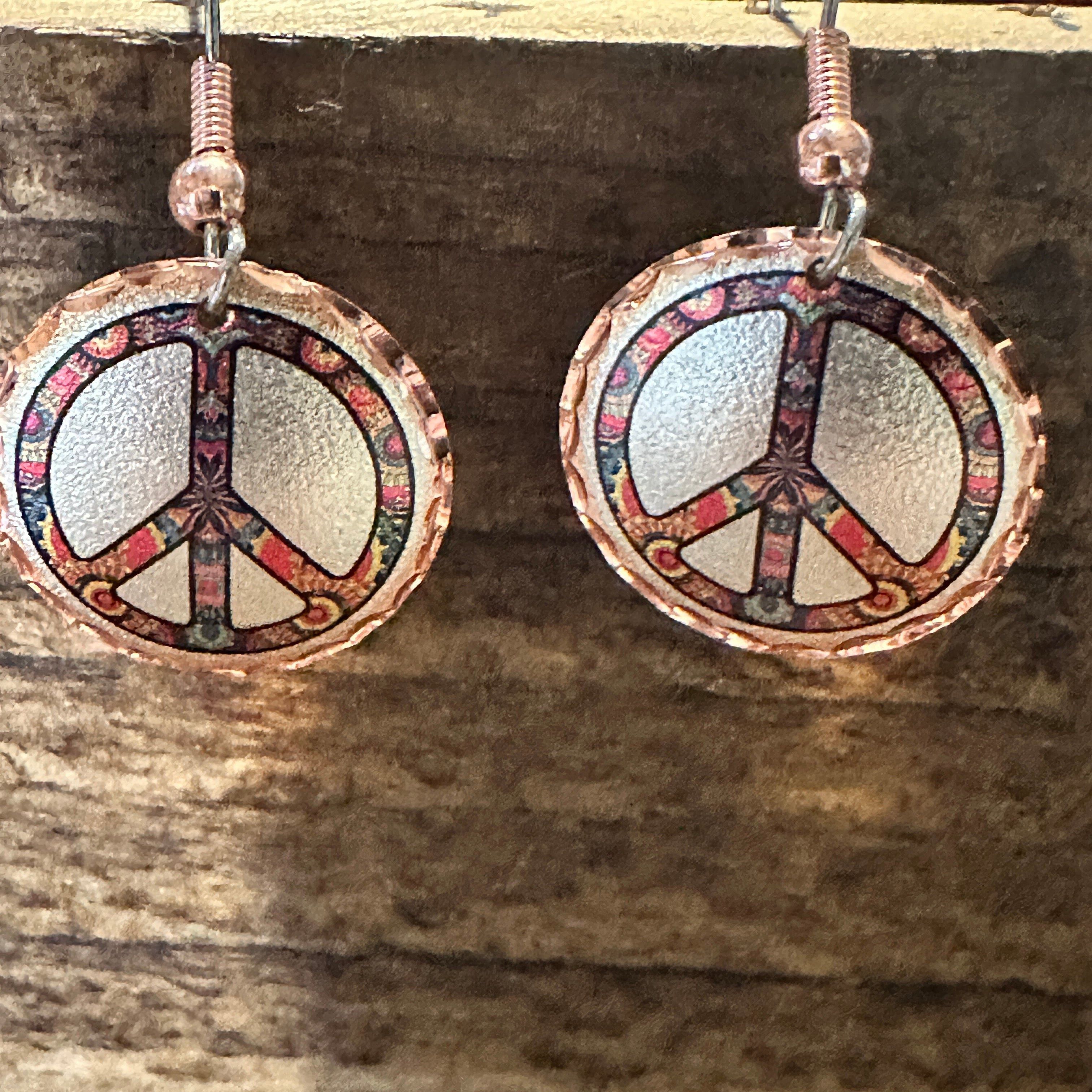 Other Handmade Boho Copper Earrings, Diamond Cut Hippie Peace Wire Size ONE SIZE - 2 Thumbnail