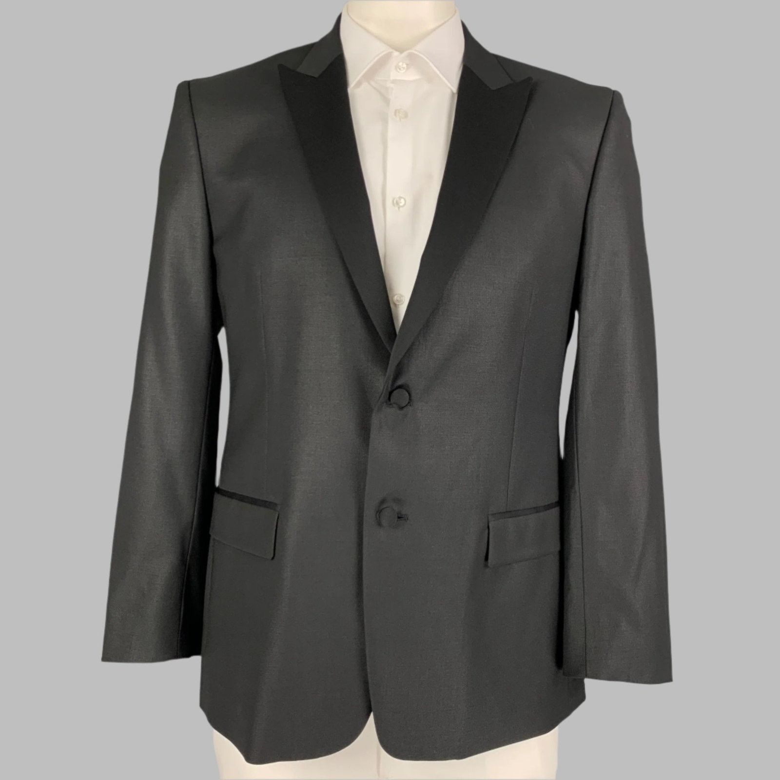 Versace Size 42 Black Polyester Blend Peak Lapel Sport Coat Size 42R - 1 Thumbnail