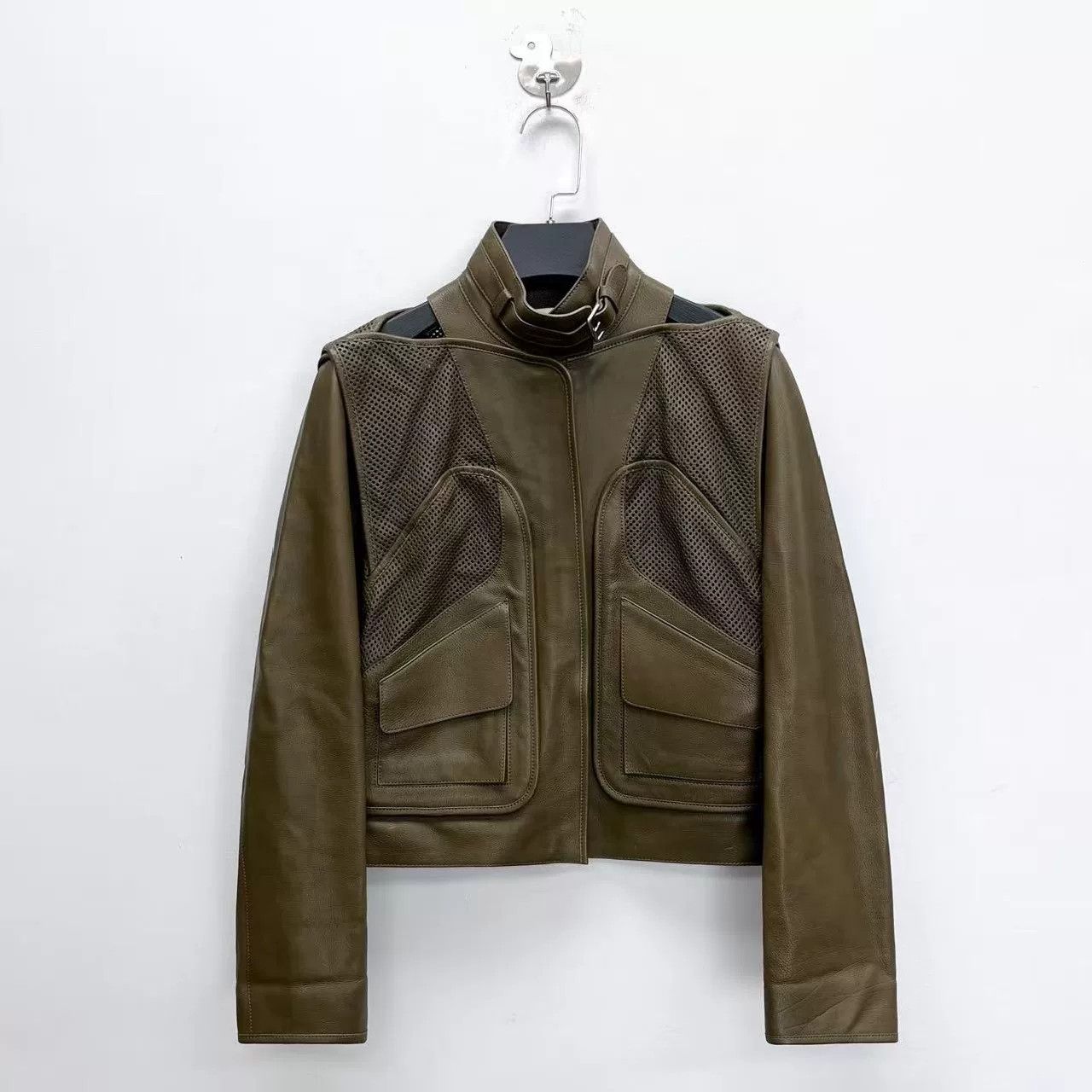 Hermes Hermes Olive Green Leather Jacket Size XXS / US 00 / IT 34 - 1 Thumbnail