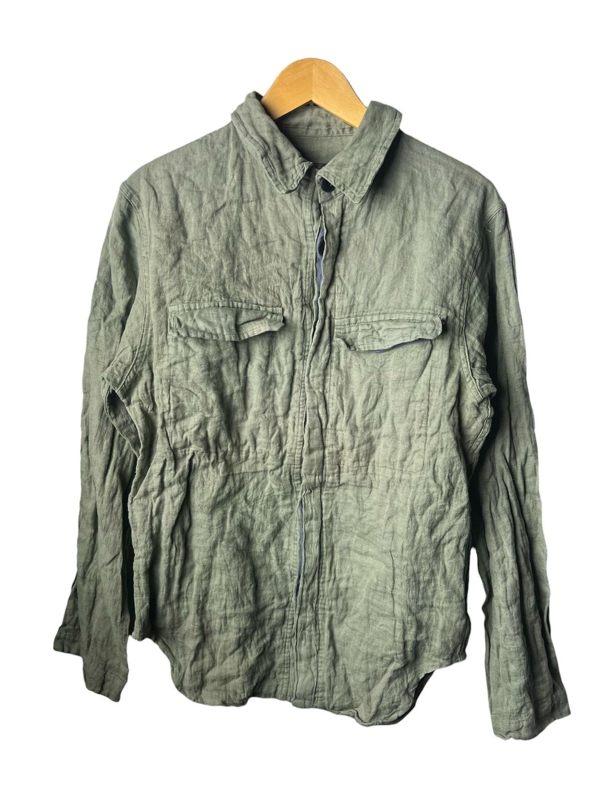 Christophe Lemaire AW 2000 Archive Christophe Lemaire Crinkled Green Shirt Size US M / EU 48-50 / 2 - 1 Thumbnail