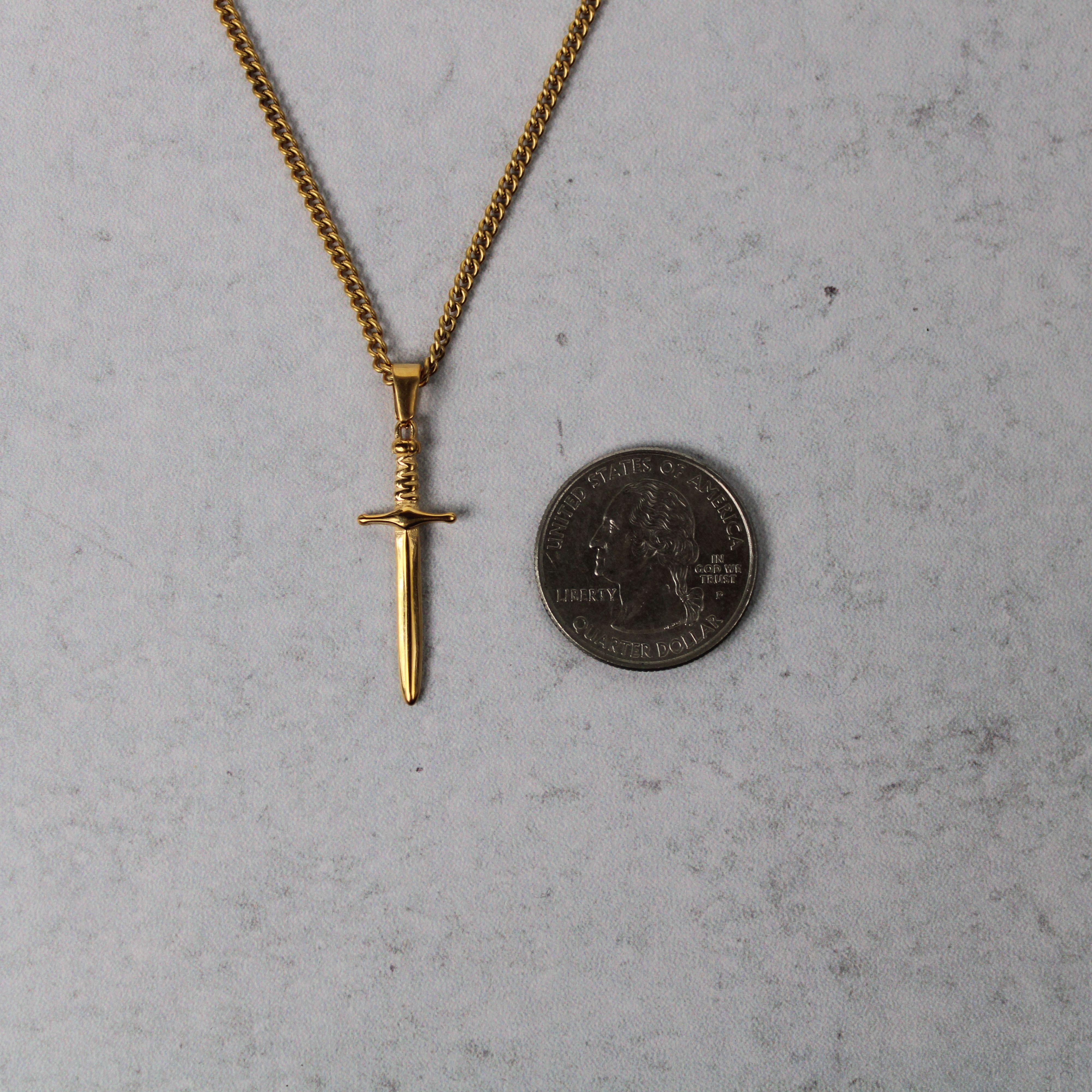 Jewelry Gold Dagger Pendant Chain Necklace Size ONE SIZE - 7 Thumbnail