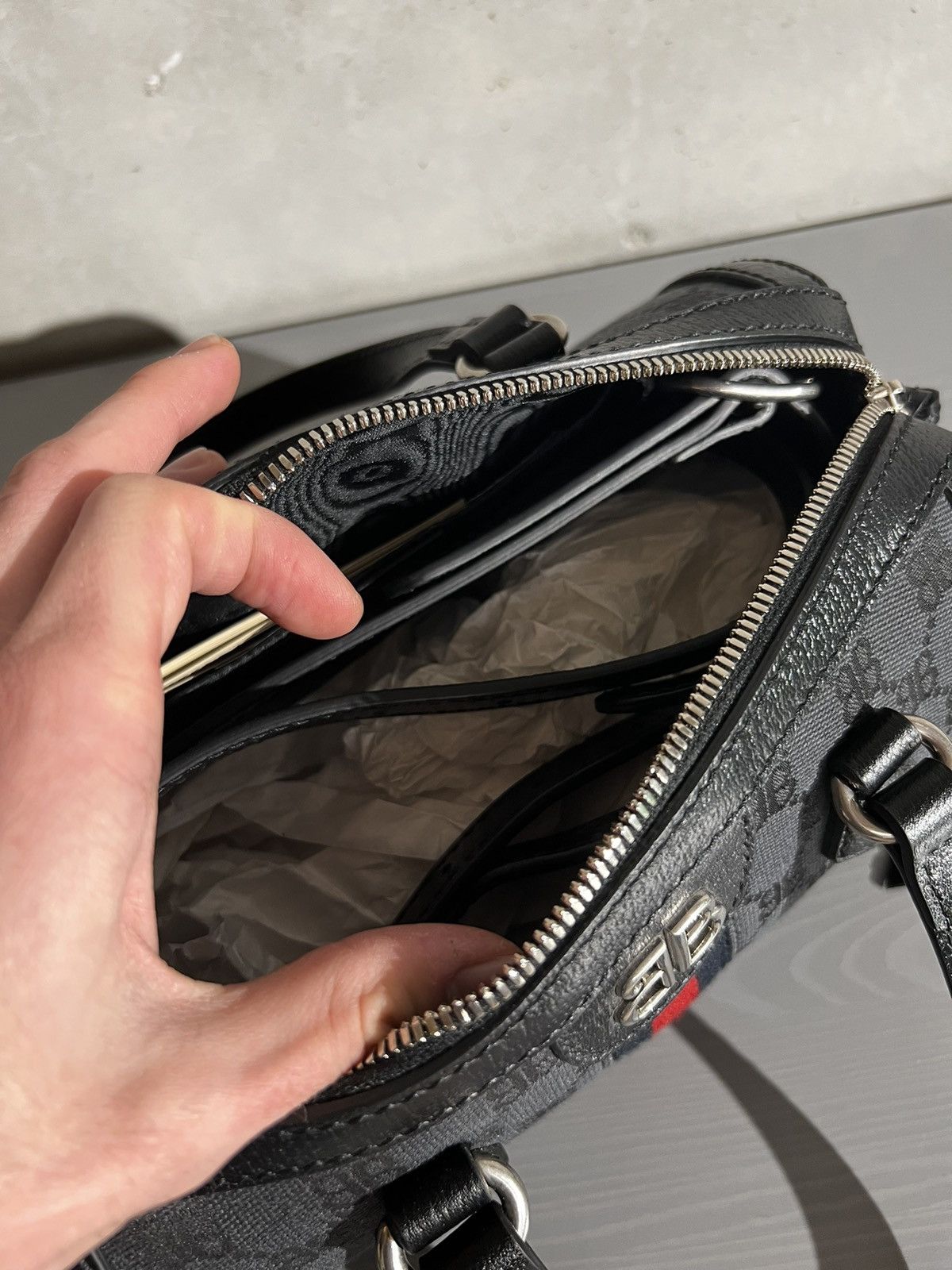 Gucci Gucci x Balenciaga Black Monogram Jacquard Canvas Hacker bag Size ONE SIZE - 5 Thumbnail