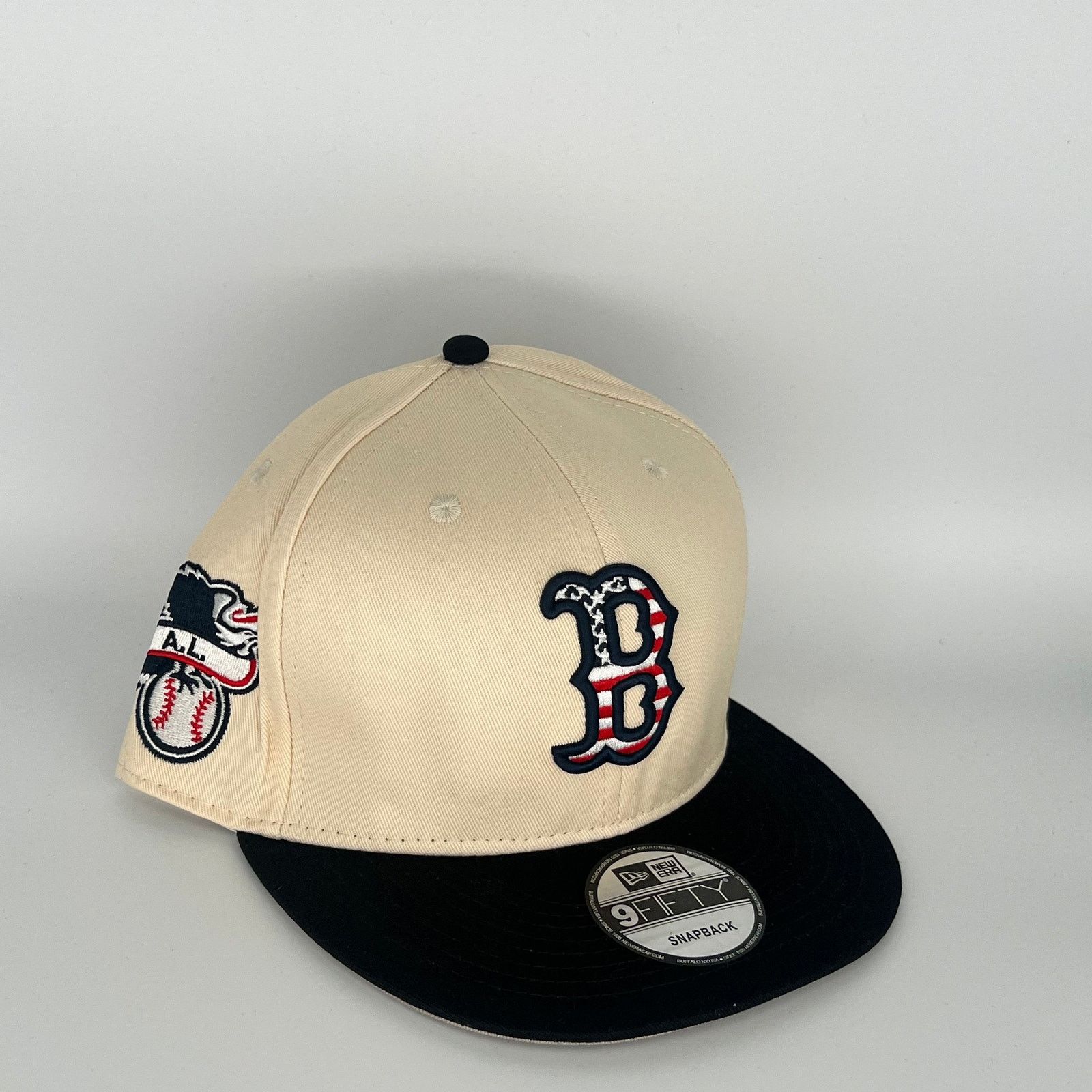New Era Khaki Black Boston Red Sox A.L Side Patch New Era MLB 9Fifty Size ONE SIZE - 1 Thumbnail