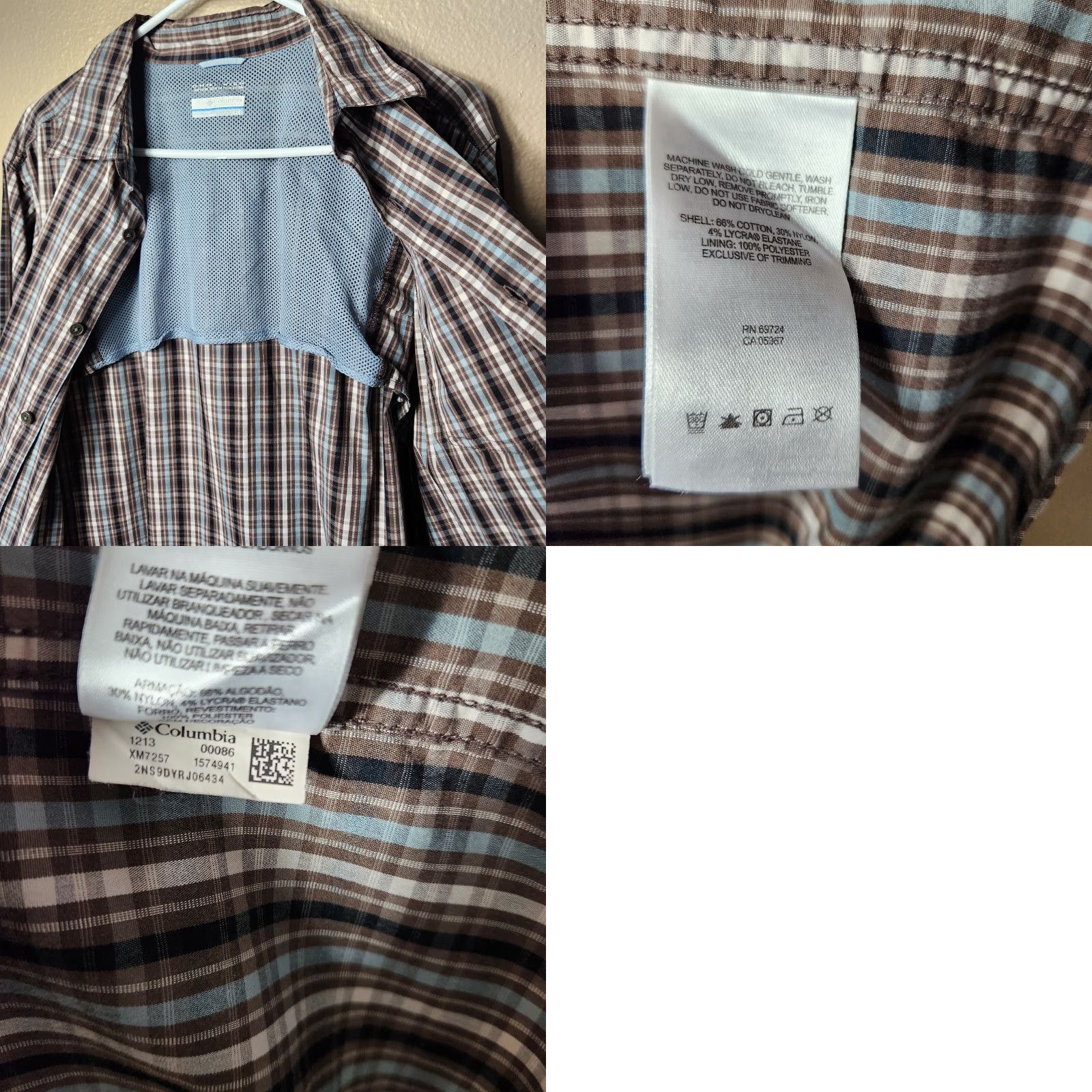 Vintage Columbia Mens Omni-Wick Vented Plaid Buttonfront Shirt-Size L - Brown - Long Sleeve - Rol l Tab - Mens Size US L / EU 52-54 / 3 - 8 Thumbnail