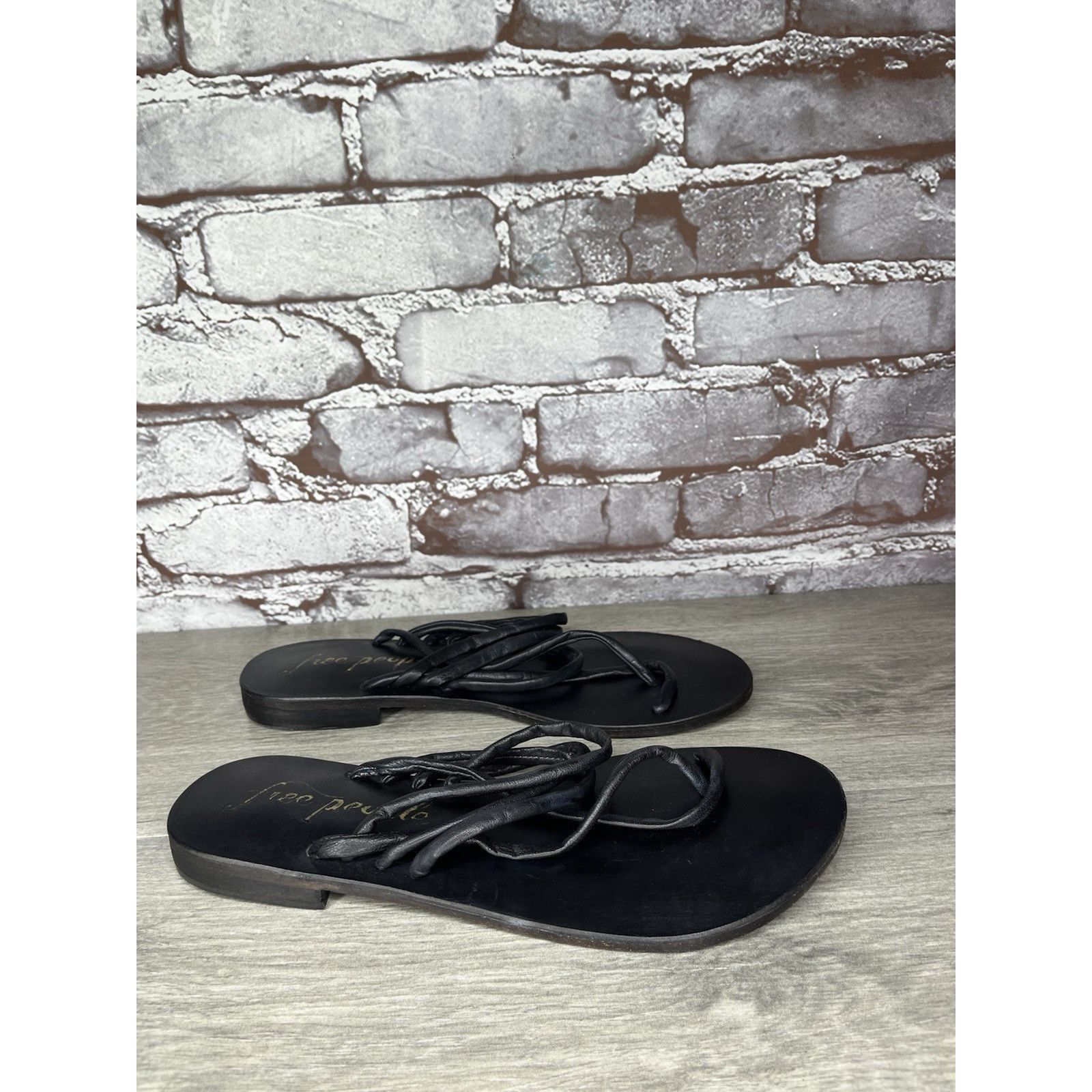 Free People Free People Kayla Black Leather Strappy Slides Sandals Women Size US 7.5 / IT 37.5 - 12 Thumbnail