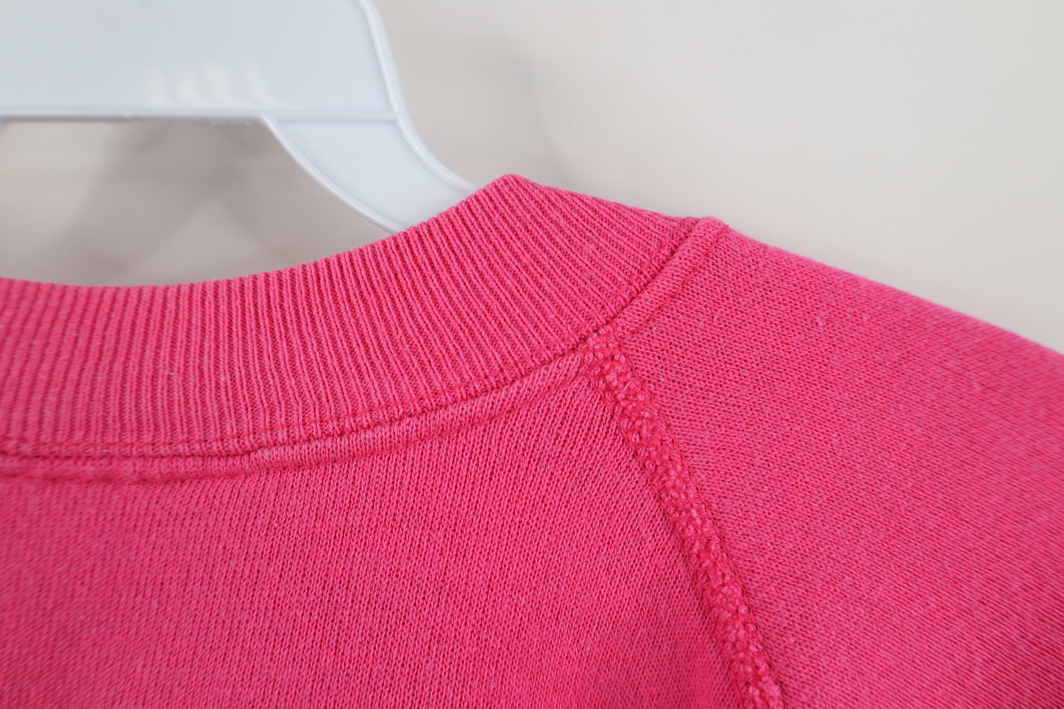 Hanes Vintage 80s Hanes Blank Raglan Crewneck Sweatshirt Pink USA Size XL / US 12-14 / IT 48-50 - 7 Thumbnail