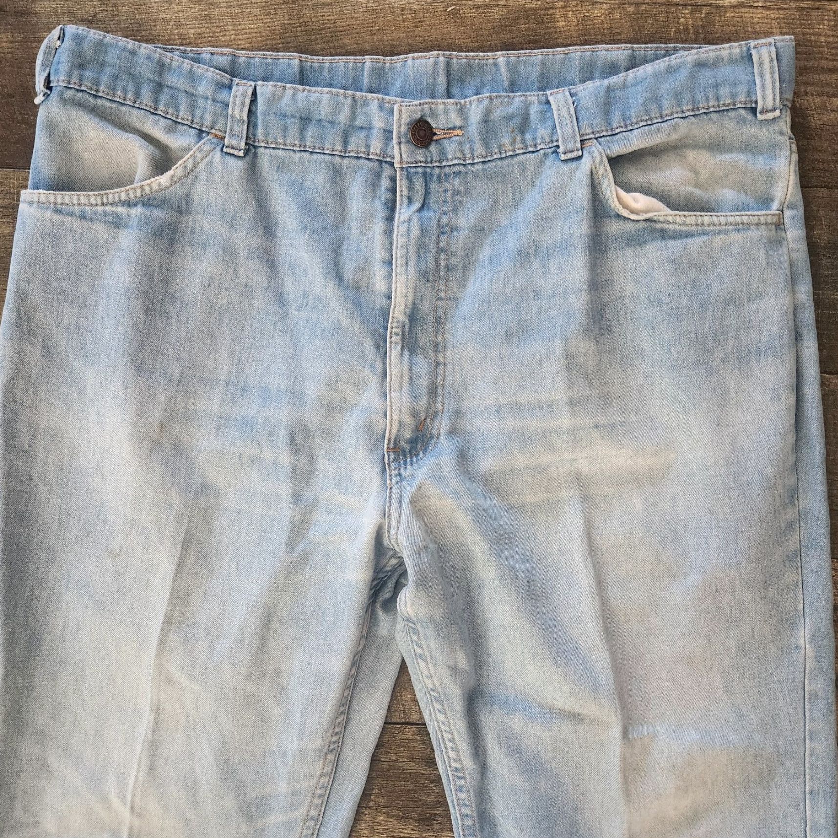 Levi's Vtg 70's Levi’s With A Skosh More Comfort Jeans Mens Blue Denim Orange Tab 40x32 Size US 40 / EU 56 - 3 Thumbnail