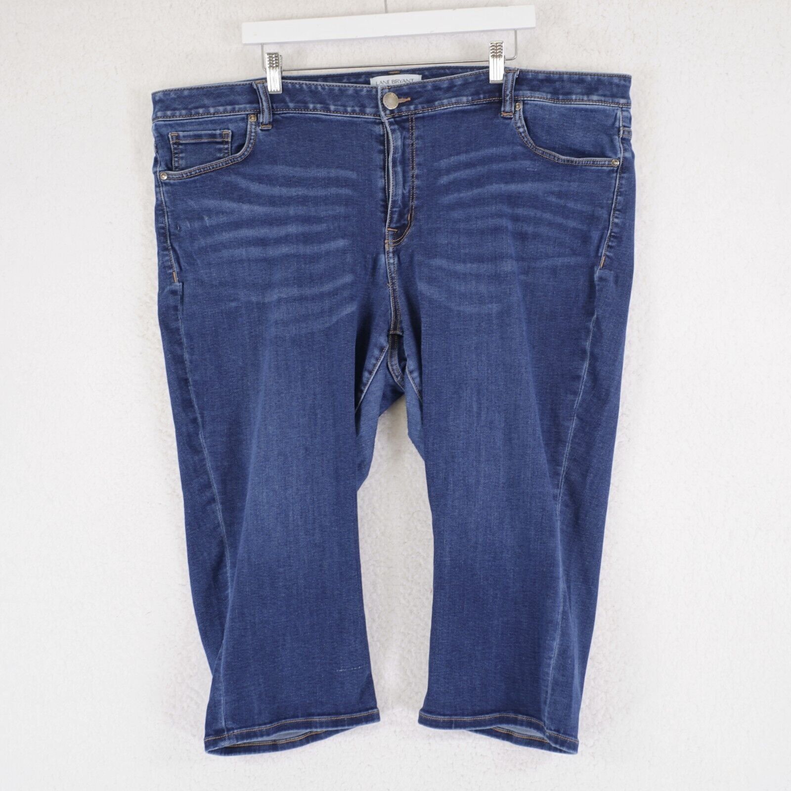 Designer Lane Bryant Super Stretch Blue Denim Jeans 24 46/21 Capri El Size 42" / US 20 - 1 Thumbnail