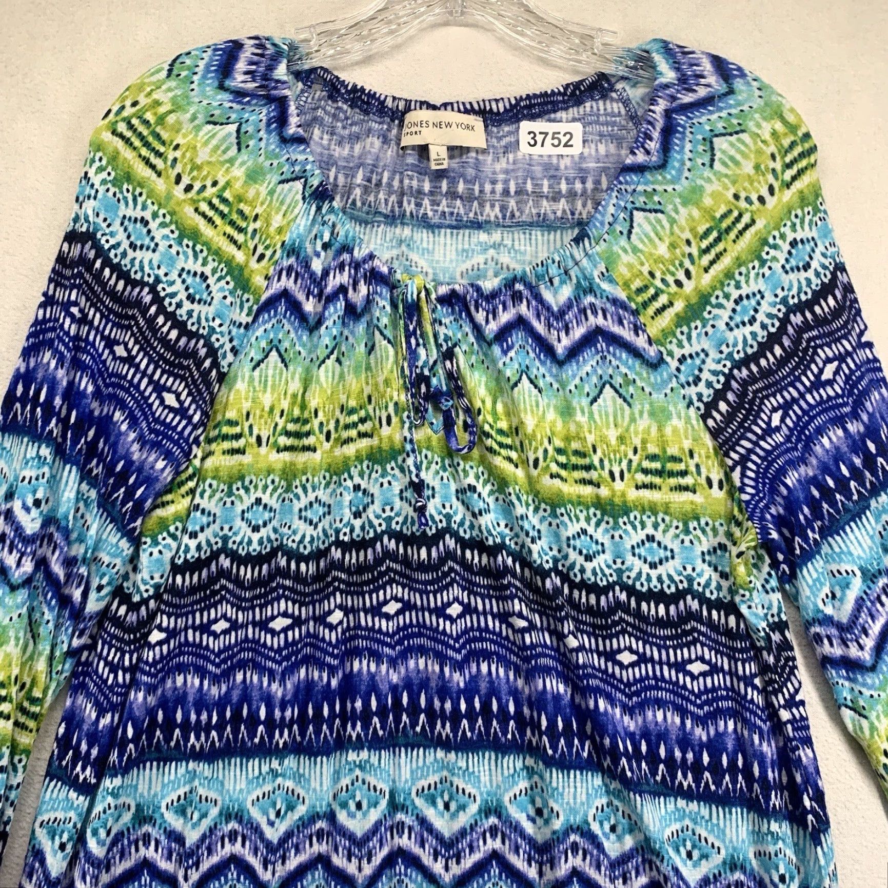 Jones New York Jones New York Sport Women's Blouse Large Multicolor Geometric Casual 3/4 Sleeve Viscose Size L / US 10 / IT 46 - 2 Thumbnail