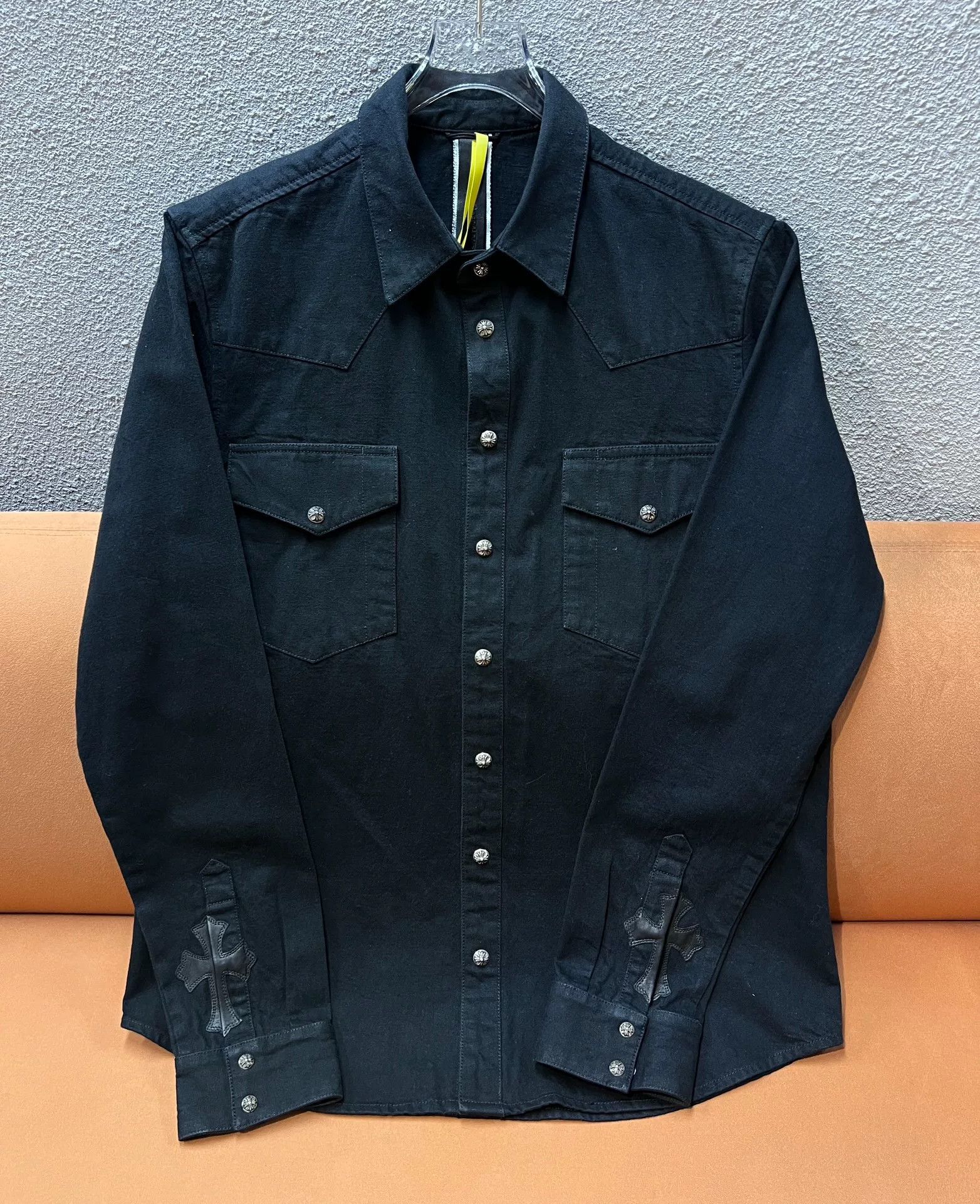 Chrome Hearts Chrome Hearts Denim Cross Leather Patch Shirt Size US XL / EU 56 / 4 - 1 Thumbnail
