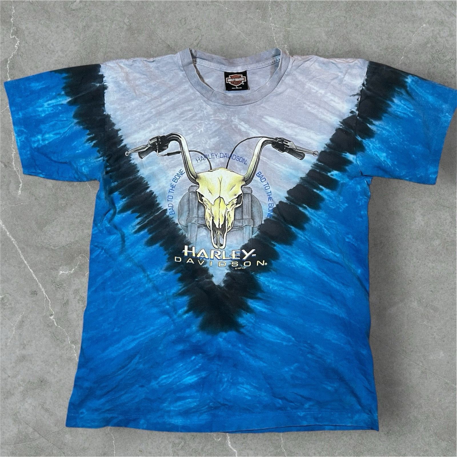 VTG Harley Davidson Single Stitch T-Shirt 90s Skull Tie Dye