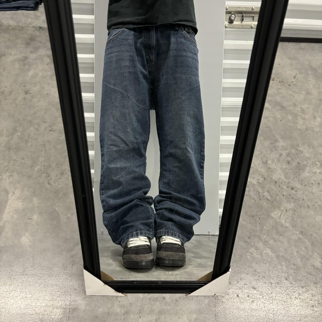 Japanese Brand × Vintage Crazy Vintage Y2K/2000s Grunge Dark Wash Bootcut Denim Jeans! Size US 34 / EU 50 - 1 Thumbnail