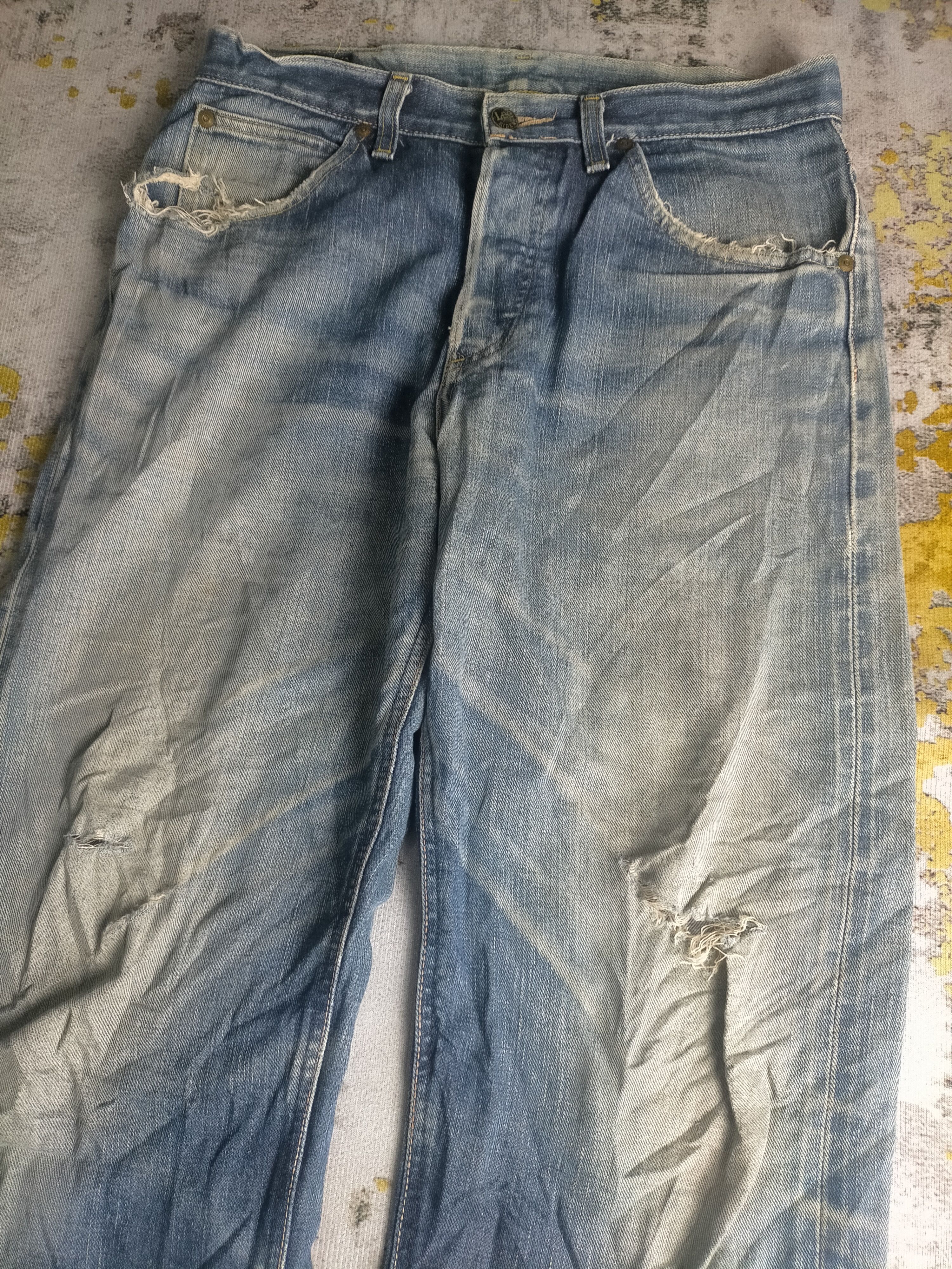 Lee 🔥 Vintage 90s Lee Selvedge Distressed Washed Jeans Size US 30 / EU 46 - 3 Thumbnail