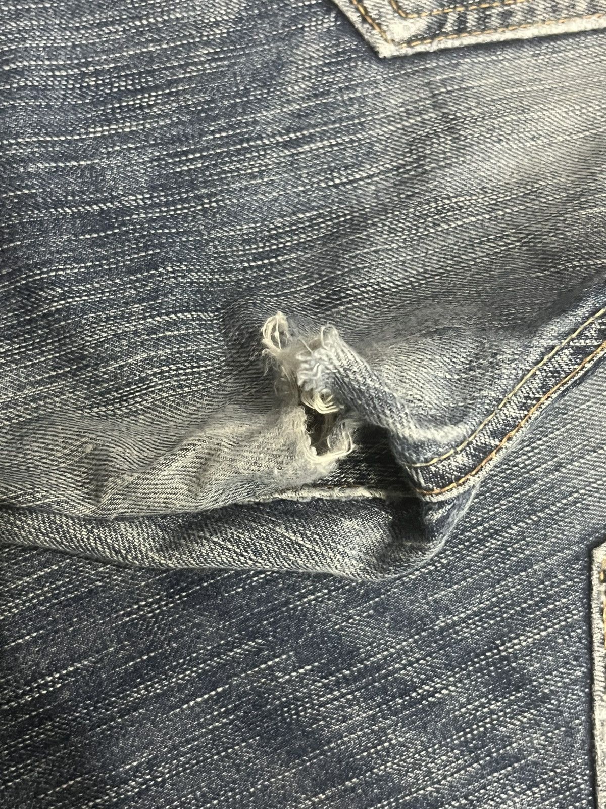 Edwin Edwin 503 Blue Trip Slashed Blue Washed Straight Leg Jeans Size US 34 / EU 50 - 10 Thumbnail