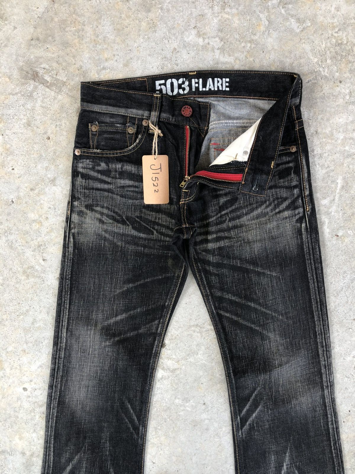 If Six Was Nine Edwin 503 Flared Distressed Jeans Whiskered Size US 30 / EU 46 - 3 Thumbnail