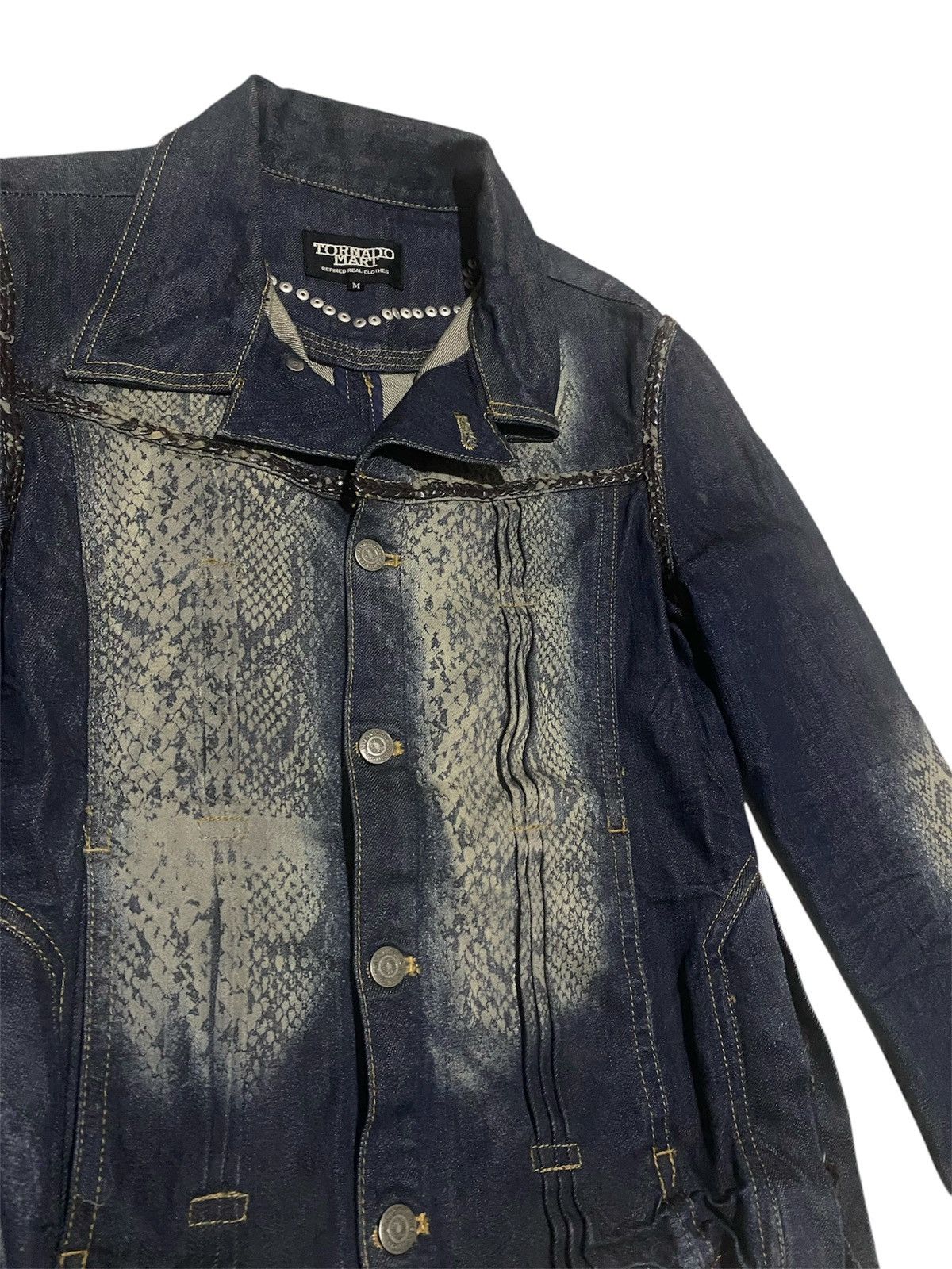 Japanese Brand × Tornado Mart Hype! Tornado Mart Snake Skin Denim Punk Trucker Jacket Size US M / EU 48-50 / 2 - 1 Thumbnail