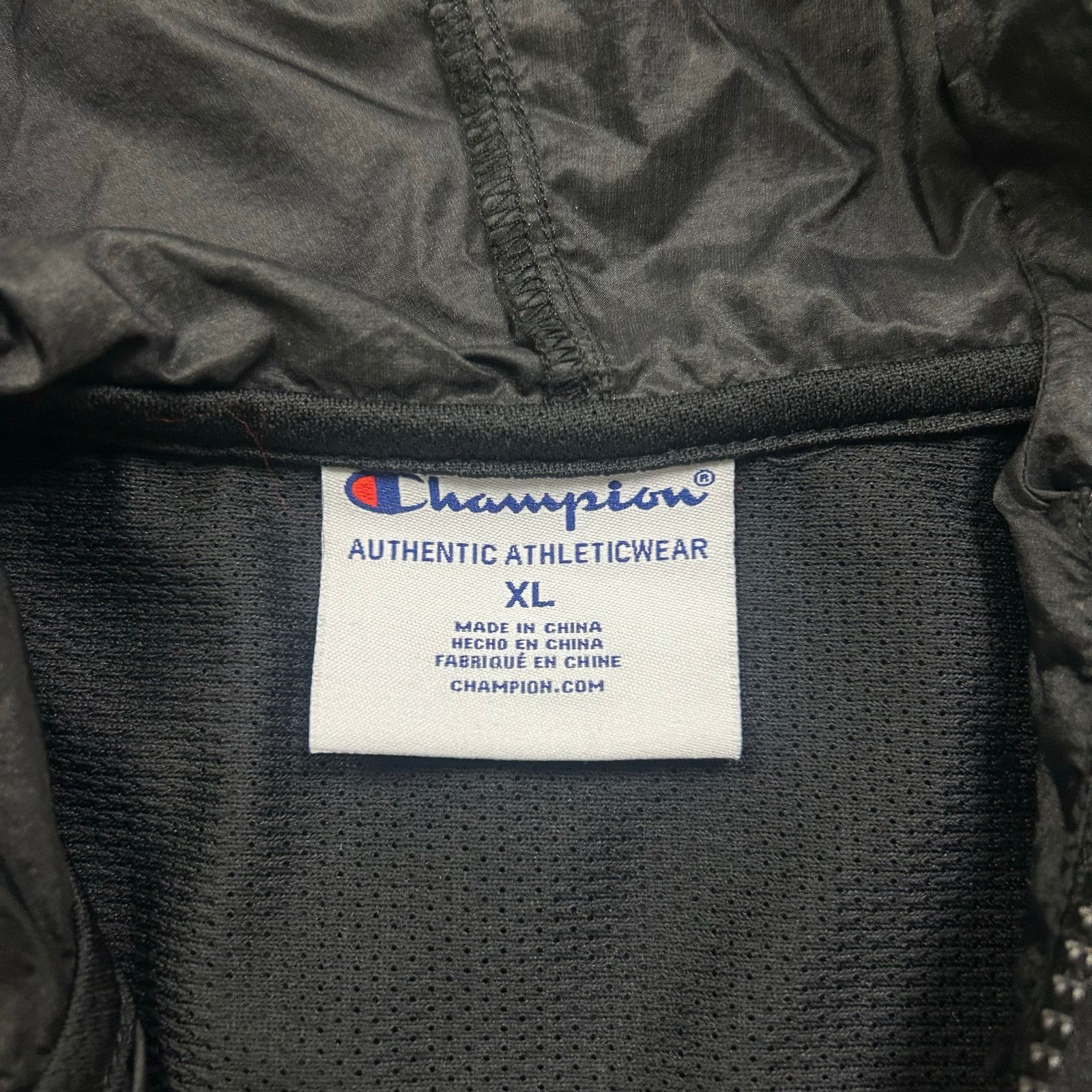 Champion Champion Anorak Black Hooded Spellout Windbreaker Jacket Size XL / US 12-14 / IT 48-50 - 2 Thumbnail