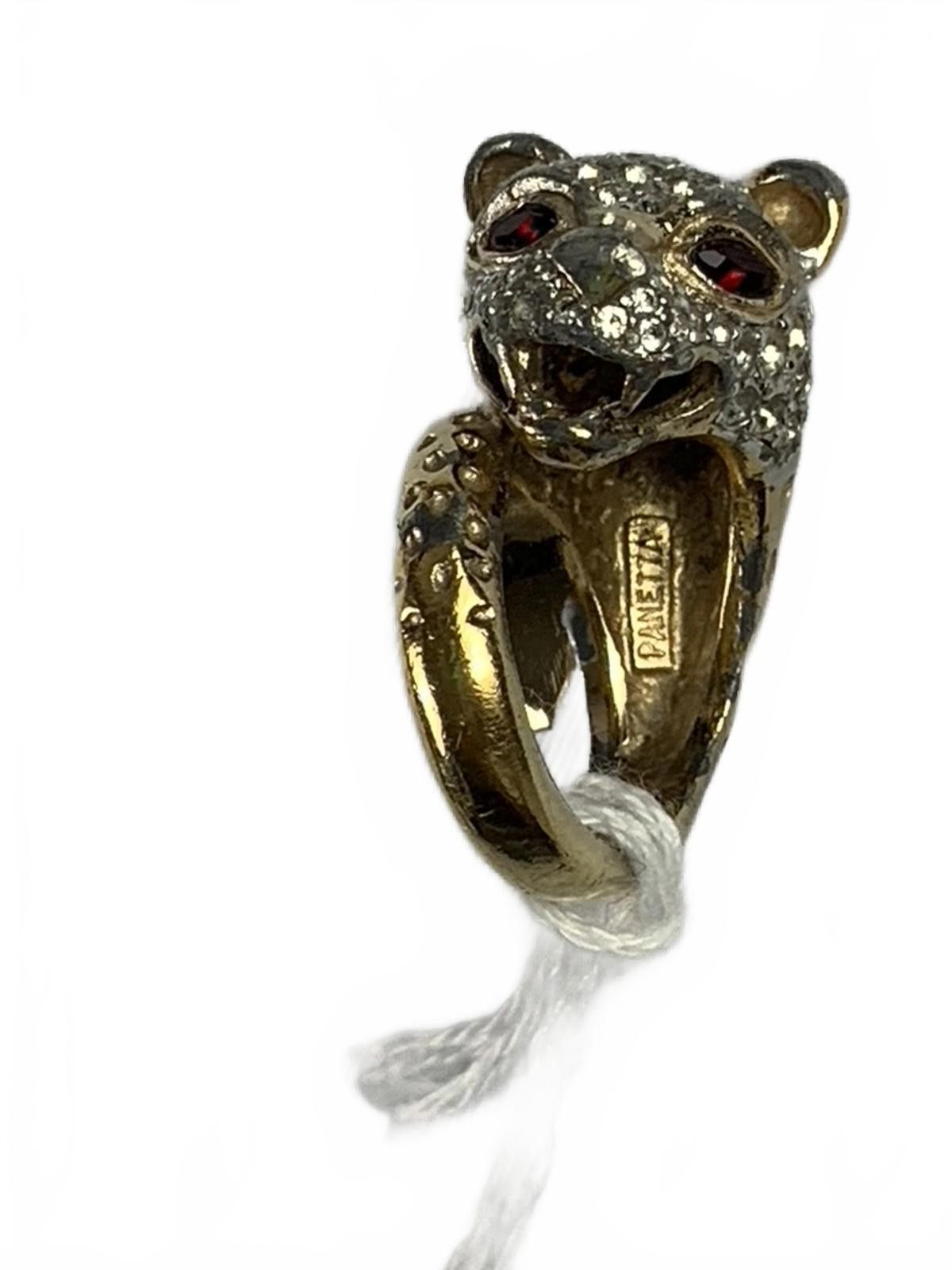 Other Panetta Sterling Silver Cubic Zirconia Jeweled Jaguar Ring Size ONE SIZE - 3 Thumbnail