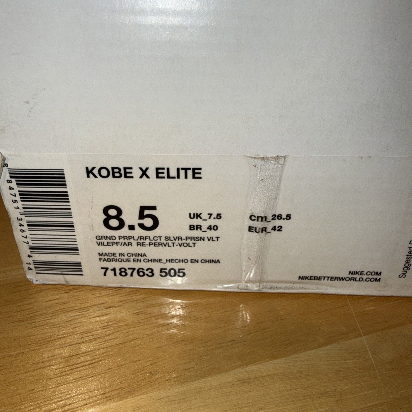 Nike Kobe X ELITE GRND Purple/RFLCT Slvr-prsn VLT Size 10.5 Size US 8.5 / EU 41-42 - 10 Thumbnail