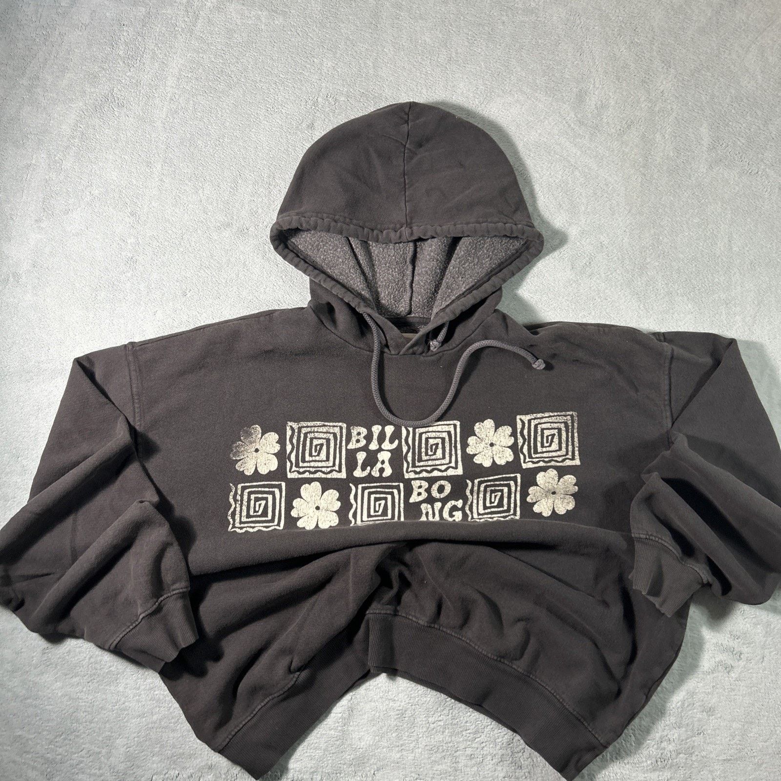 Billabong Billabong Crop Hoodie Womens Medium Big Loose Grunge Floral Size M / US 6-8 / IT 42-44 - 4 Thumbnail