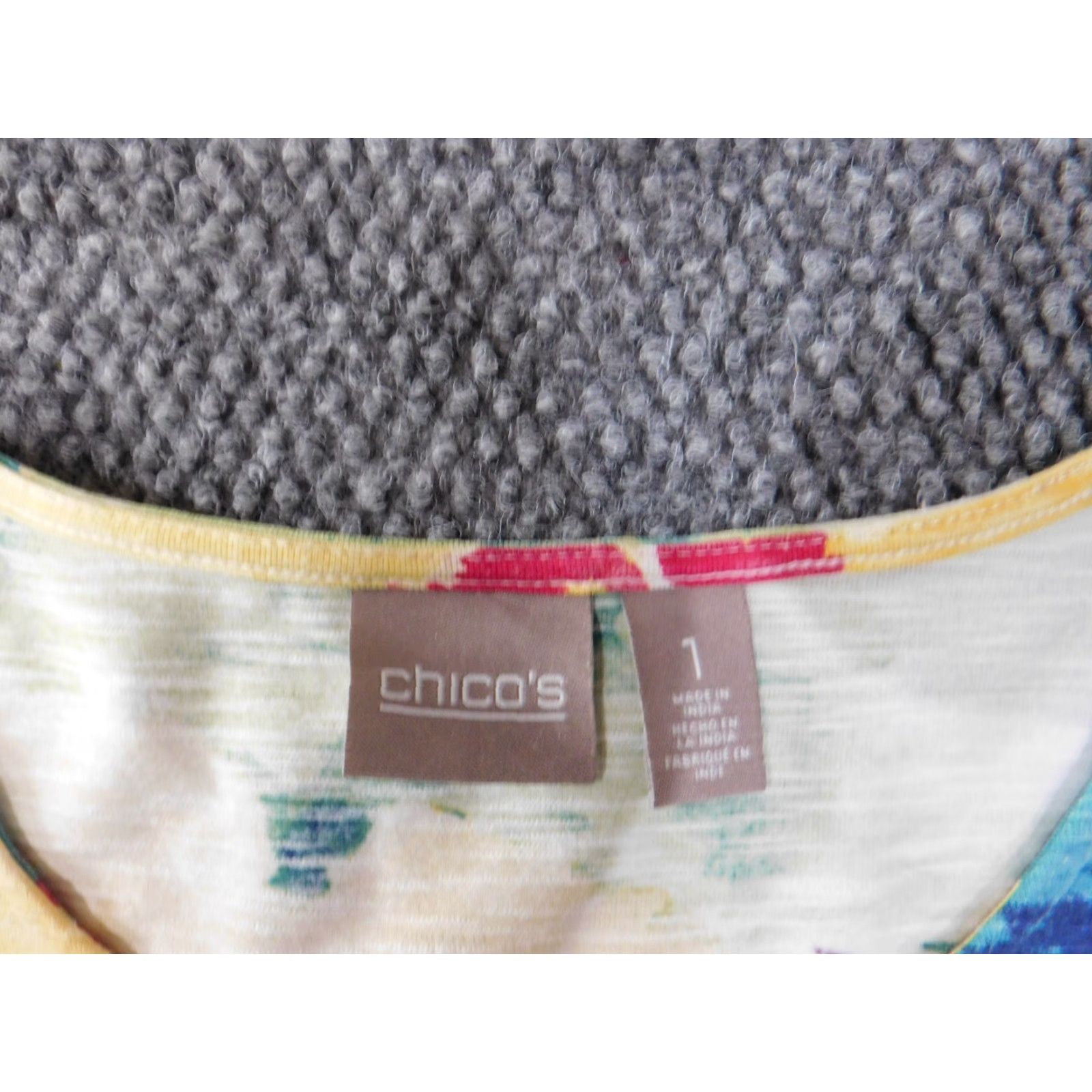 Vintage Chicos Blouse Shirt Womens Blue Floral Knit Viscose Spandex Stretch Long Sleeve Round Neck Pullover Casual Regular Size 1 Size XS / US 0-2 / IT 36-38 - 7 Thumbnail
