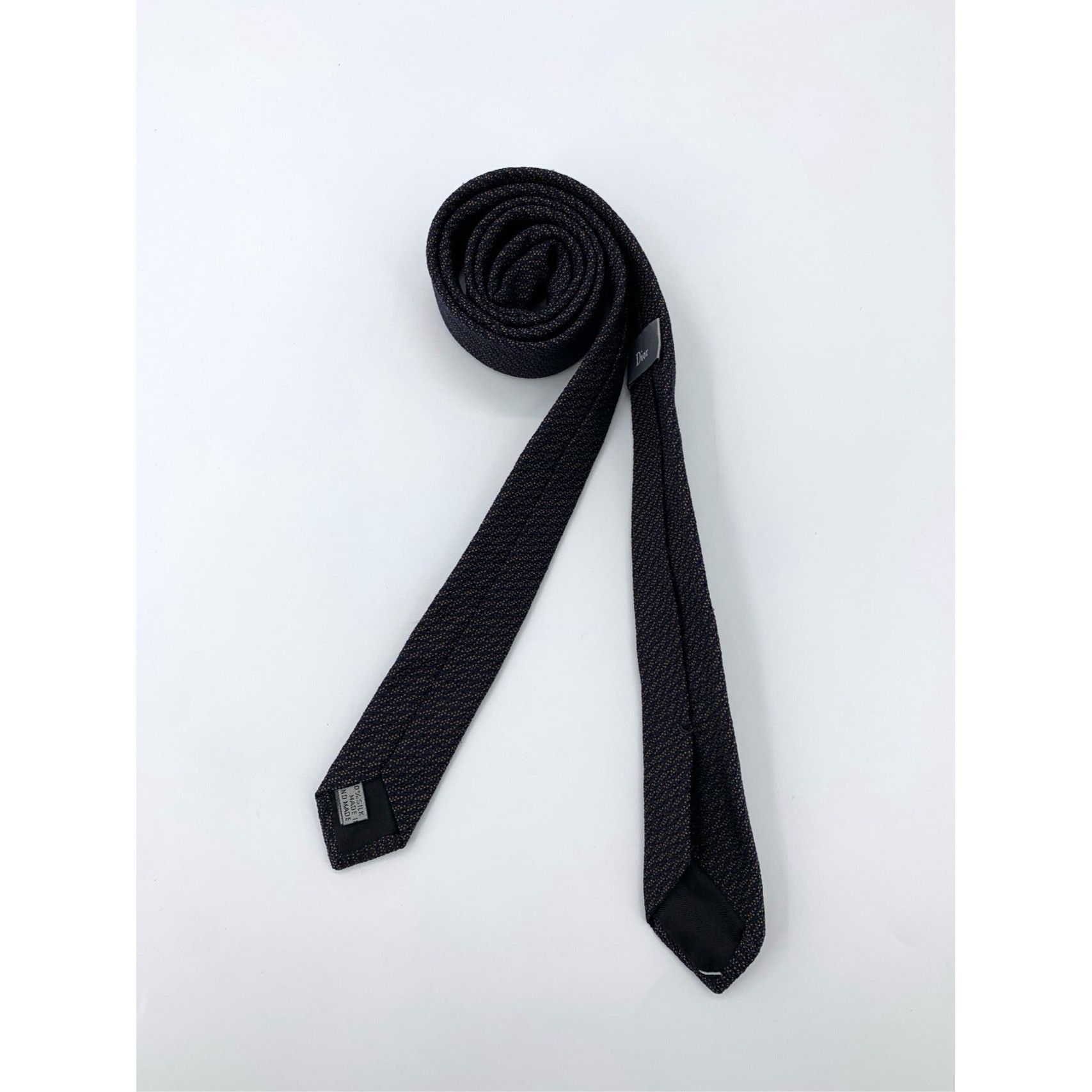 Dior Dior Navy Blue Textured Silk Mens Tie 156cm Size ONE SIZE - 2 Thumbnail