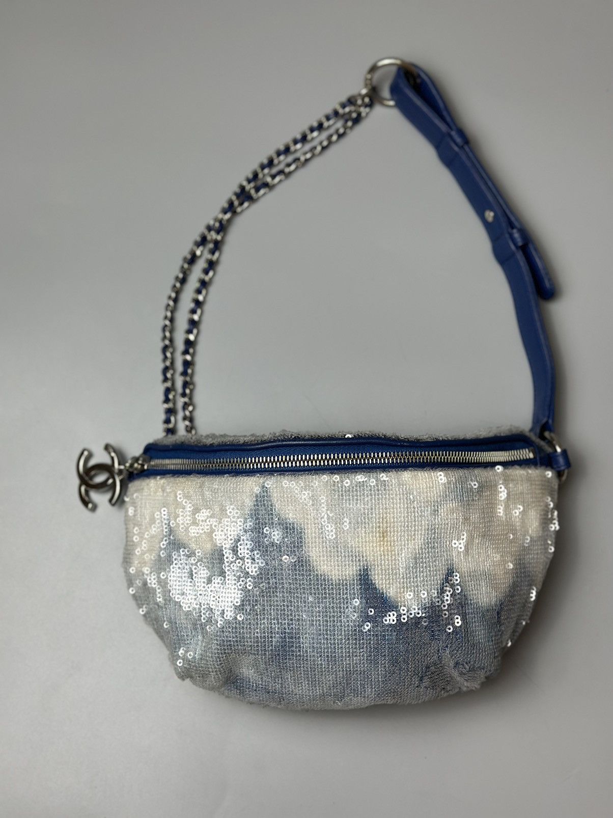 image of Chanel Sequined Waterfall Cc Bag in Blue, Women's