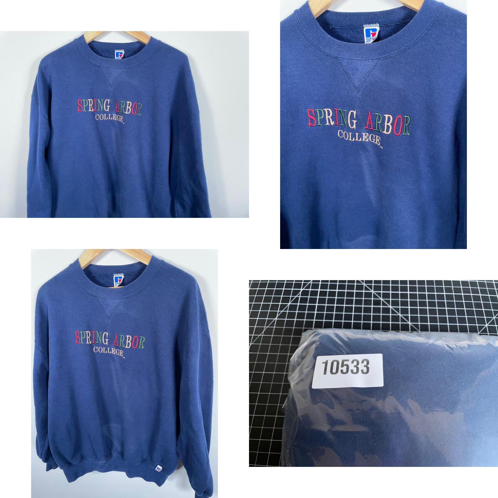 Russell Athletic VINTAGE Russell Athletic Sweatshirt 90s College Arbor Springs Blue Faded 2XL Mens Crew Neck Pullover Graphic Print Embroidered Logo Size US XXL / EU 58 / 5 - 9 Thumbnail