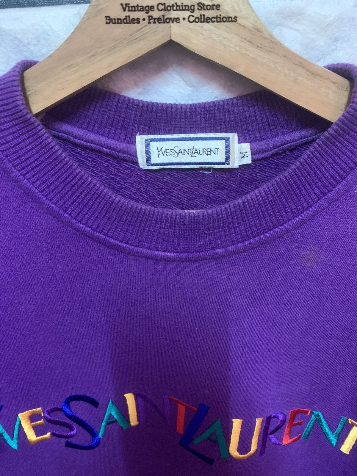 Vintage × Yves Saint Laurent VINTAGE!! Sweatshirt Yvest Saint Laurent YSL Embroided Size US M / EU 48-50 / 2 - 4 Thumbnail