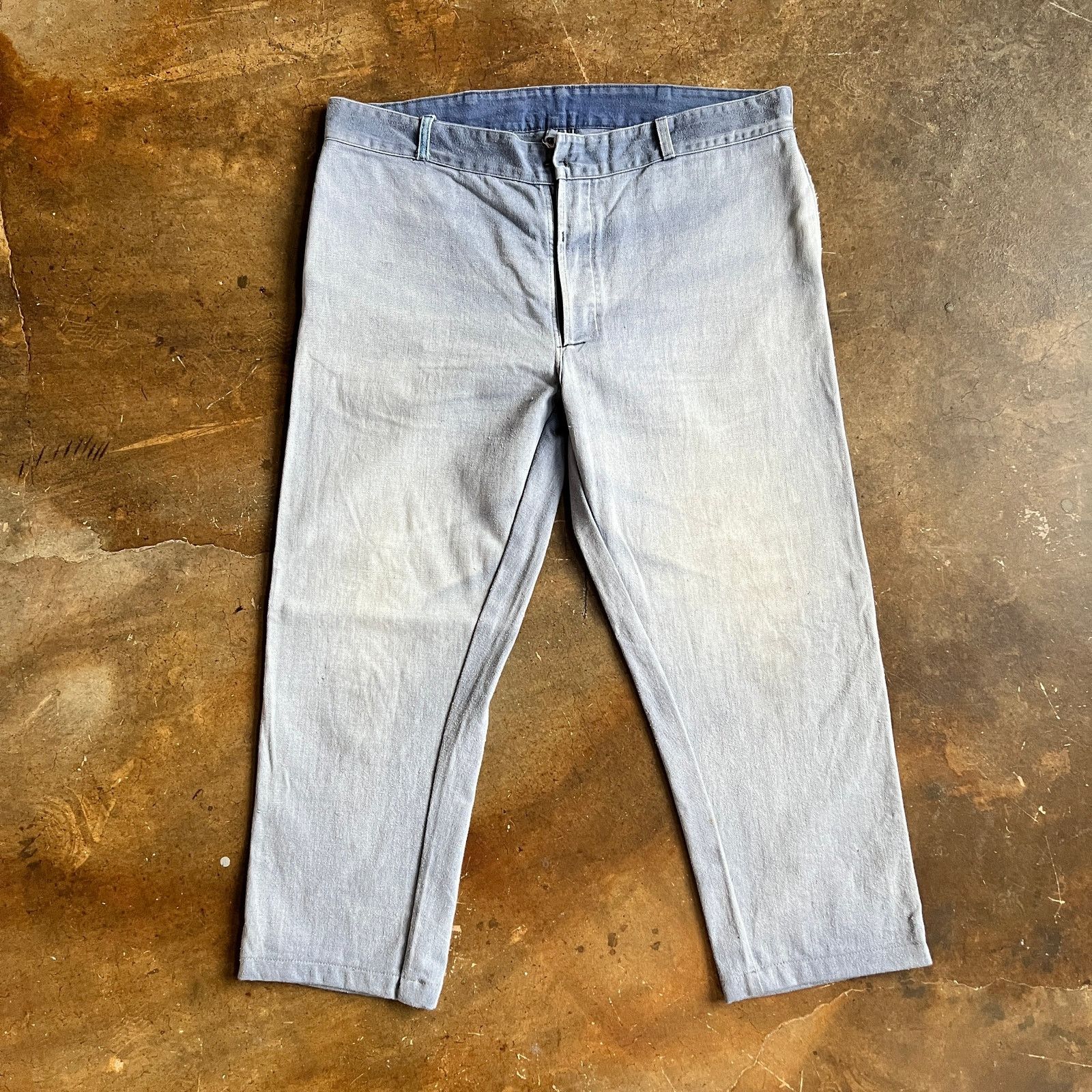 Vintage VTG French Sanforized Chore Pants Fade and Repairs 38x26 Size US 38 / EU 54 - 2 Thumbnail