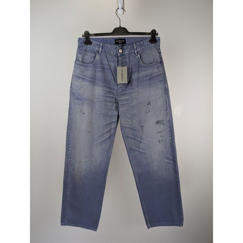 Balenciaga o1rshd1 Unisex Loose fit Jeans in Workwear Purple Size US 32 / EU 48 - 1 Thumbnail