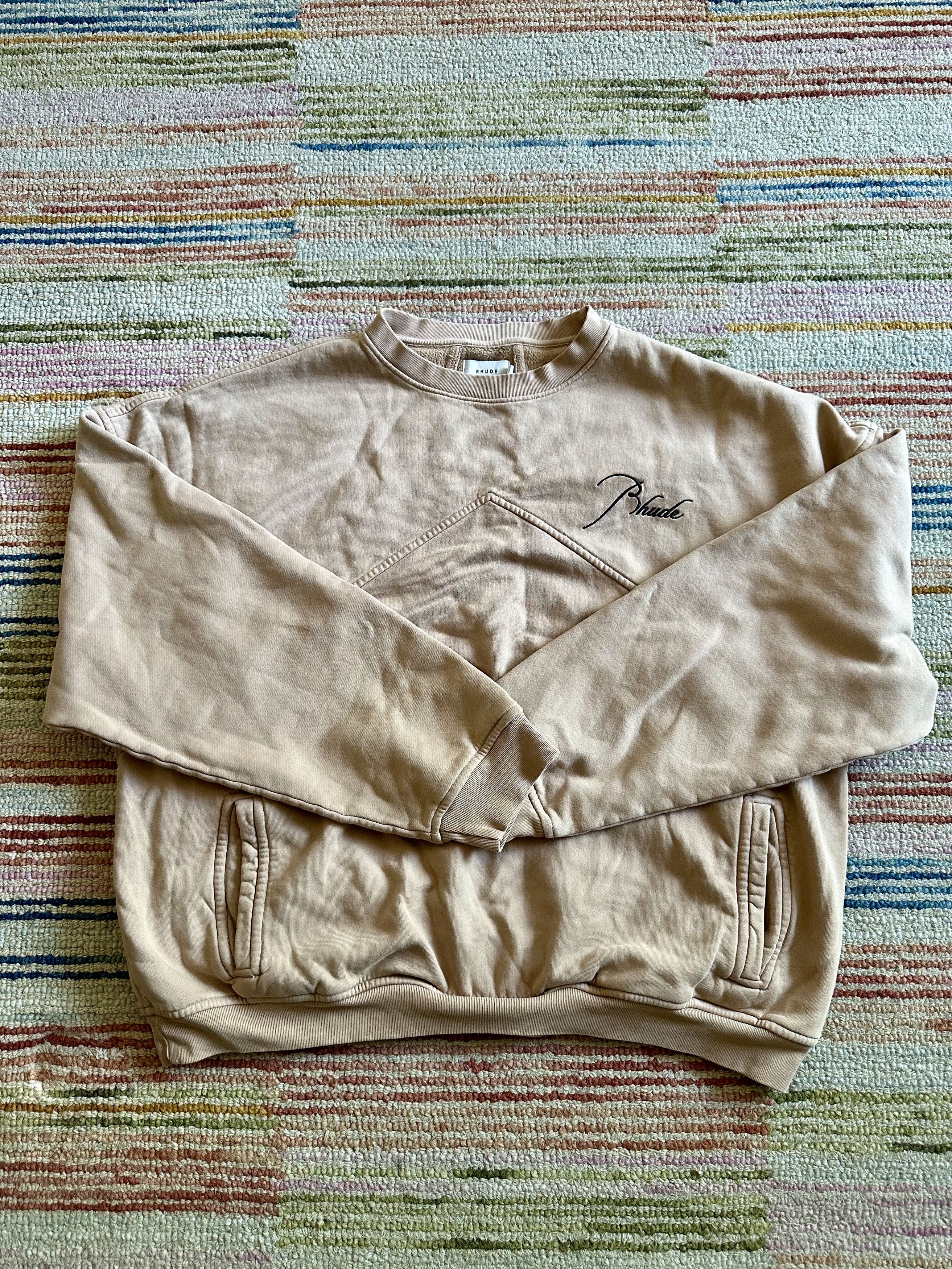 image of Rhude Crew Neck Sweatshirt in Sand, Men's (Size XL)