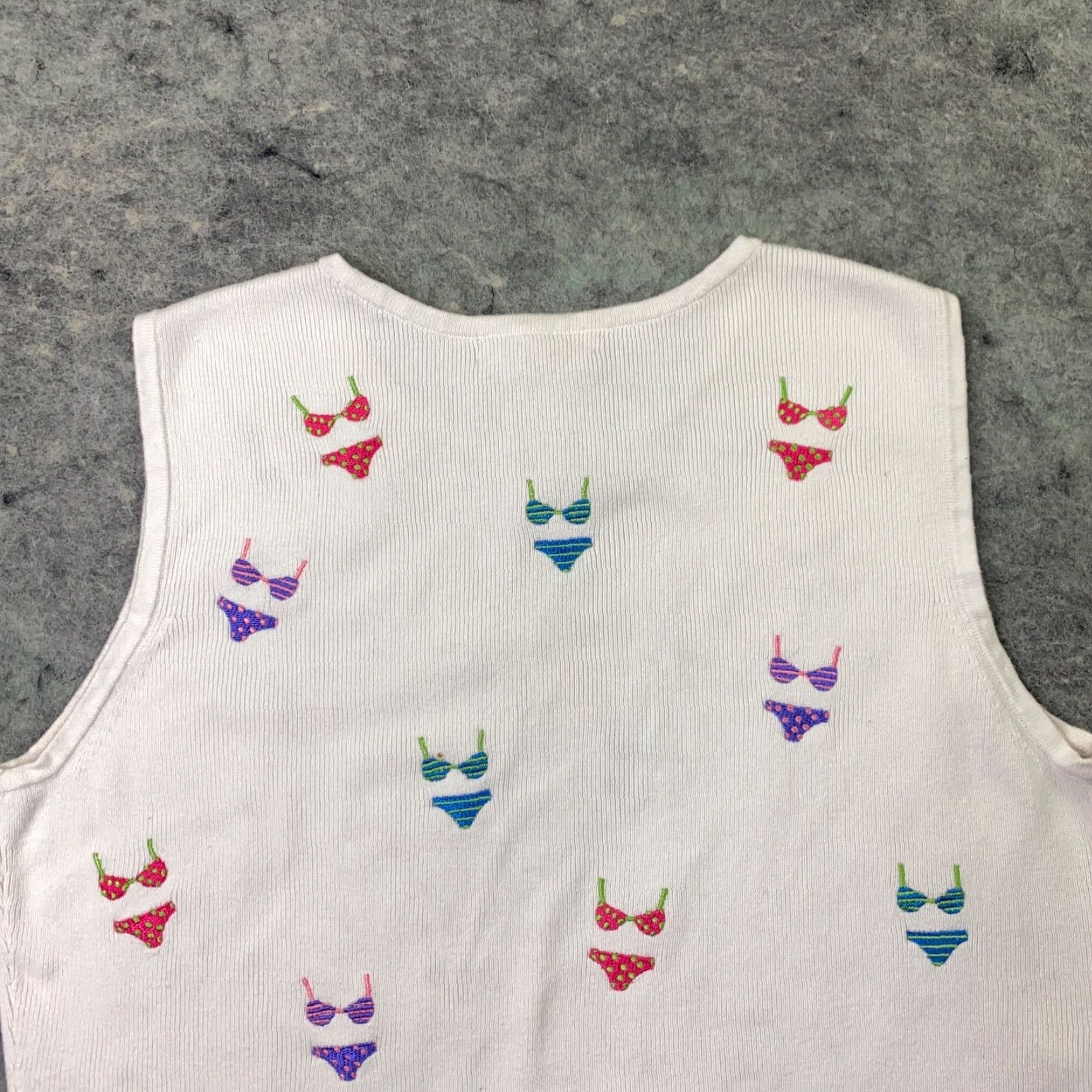 Vintage VINTAGE Alexandra Womens Tank Top M White Cotton Embroidery Beach Summer Clothing Size M / US 6-8 / IT 42-44 - 7 Thumbnail