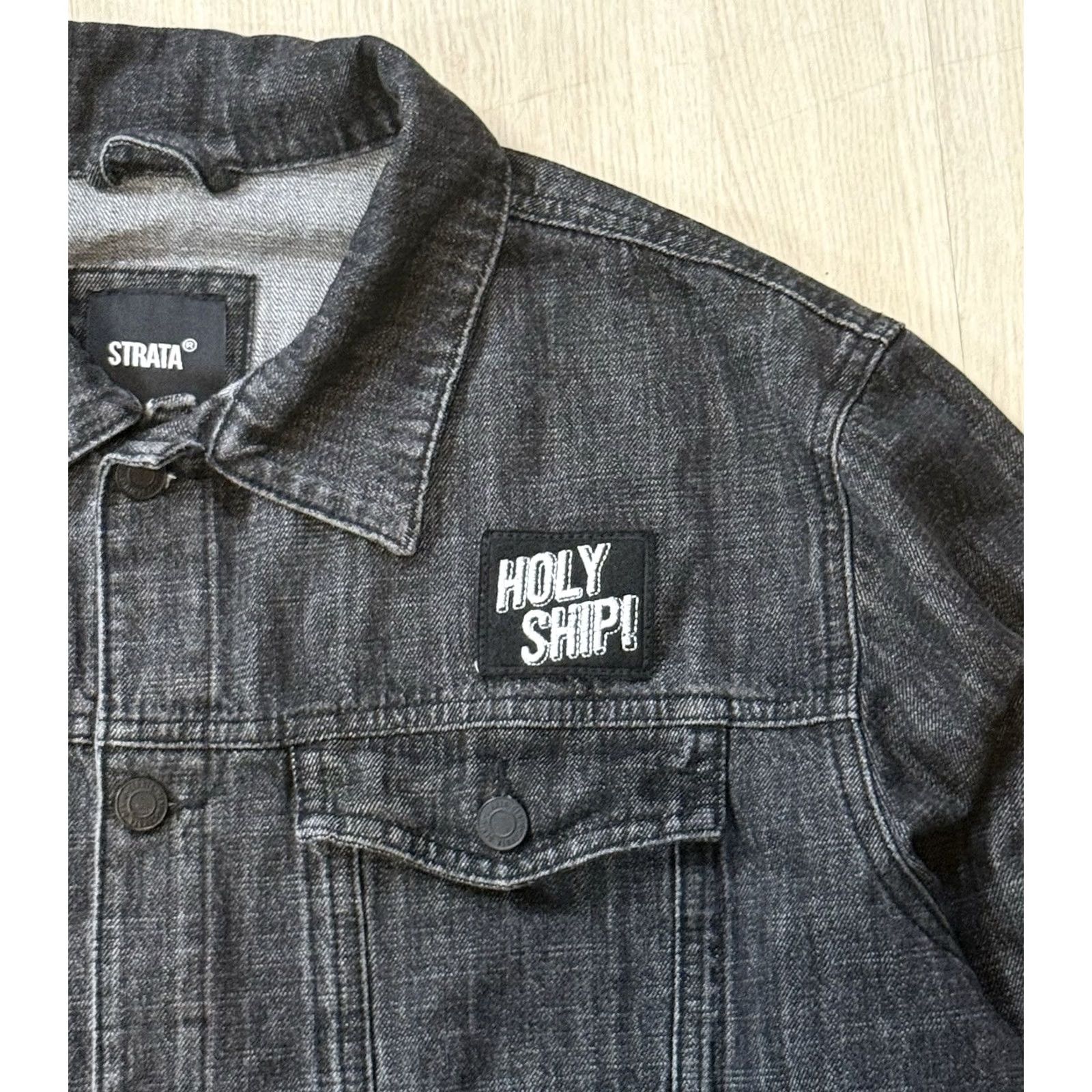 Denime VINTAGE NWT Holy Ship ‘13.0 (2019)’ Denim Jacket Large Griz Green Velvet Rusko Malaa EDM Jacket Mens Fashion EDM Party/Vintage Denim Jacket L Black Size US L / EU 52-54 / 3 - 4 Thumbnail