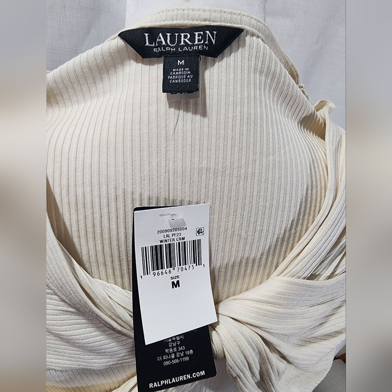 Lauren Ralph Lauren Ralph Lauren Cream Twist Front Top Med NEW Size M / US 6-8 / IT 42-44 - 3 Thumbnail