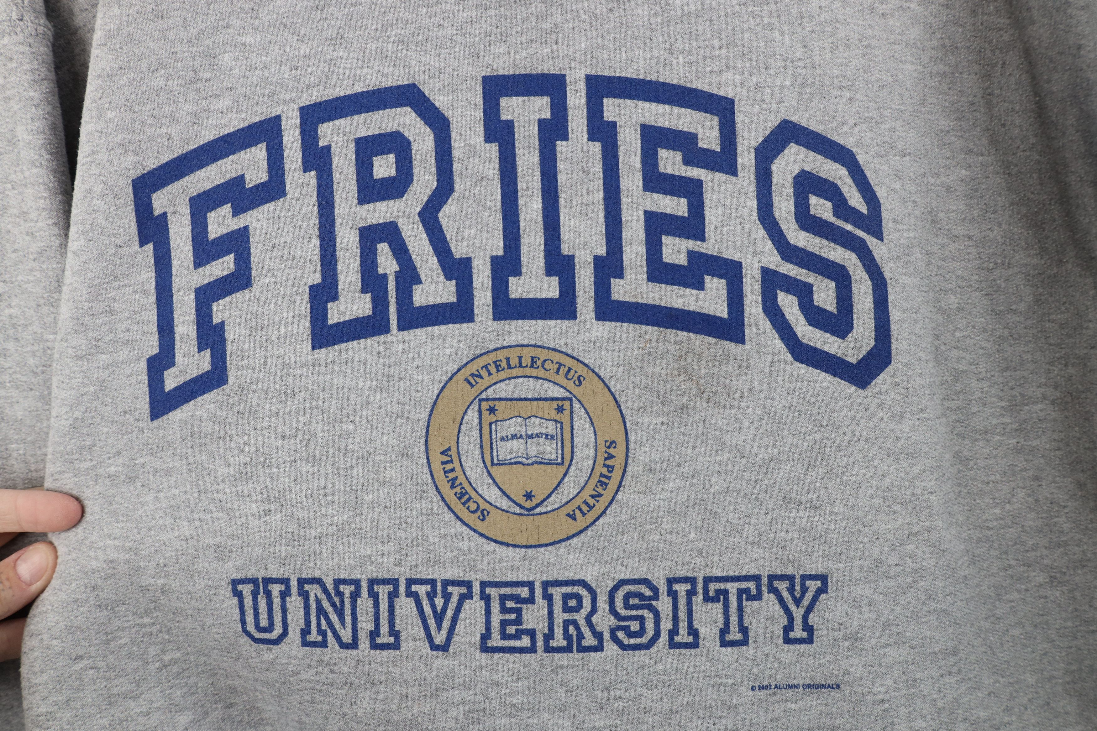 Vintage Vintage Y2K 2002 Fries University Crewneck Sweatshirt Gray Size US L / EU 52-54 / 3 - 4 Thumbnail