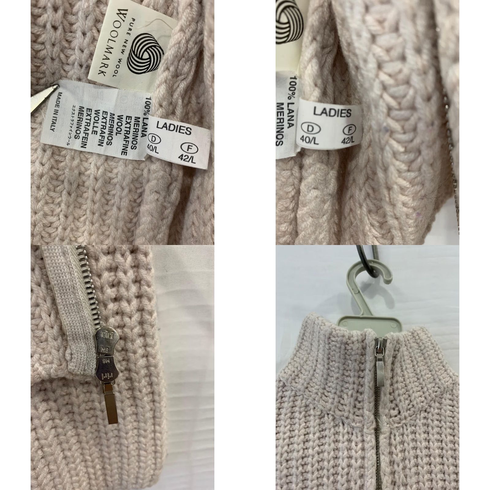 Fabiana Filippi VINTAGE Fabiana Filippi Cardigan Full Zip Merino Wool Beige Italy US 10 L#86 Women Knit Chunks Size L / US 10 / IT 46 - 8 Thumbnail
