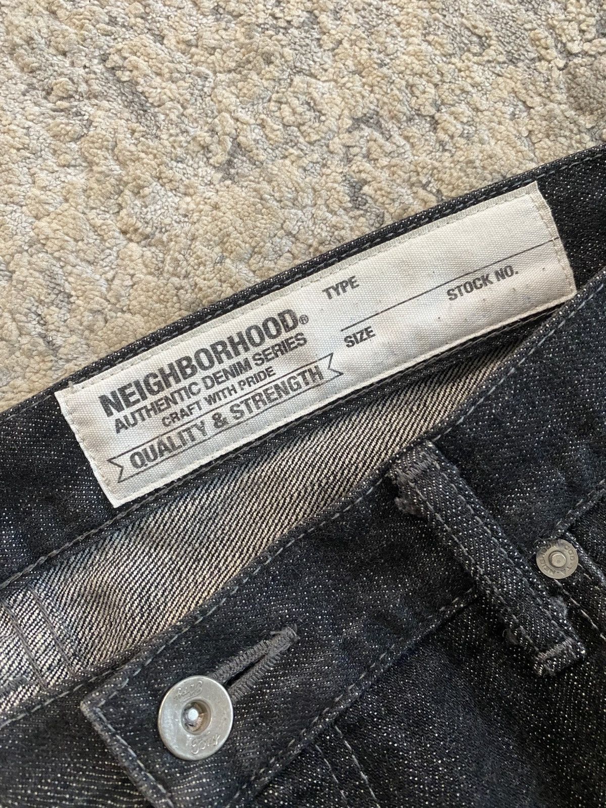 Neighborhood No.3204 Selvedge Raw Black Denim Size US 35 - 2 Thumbnail