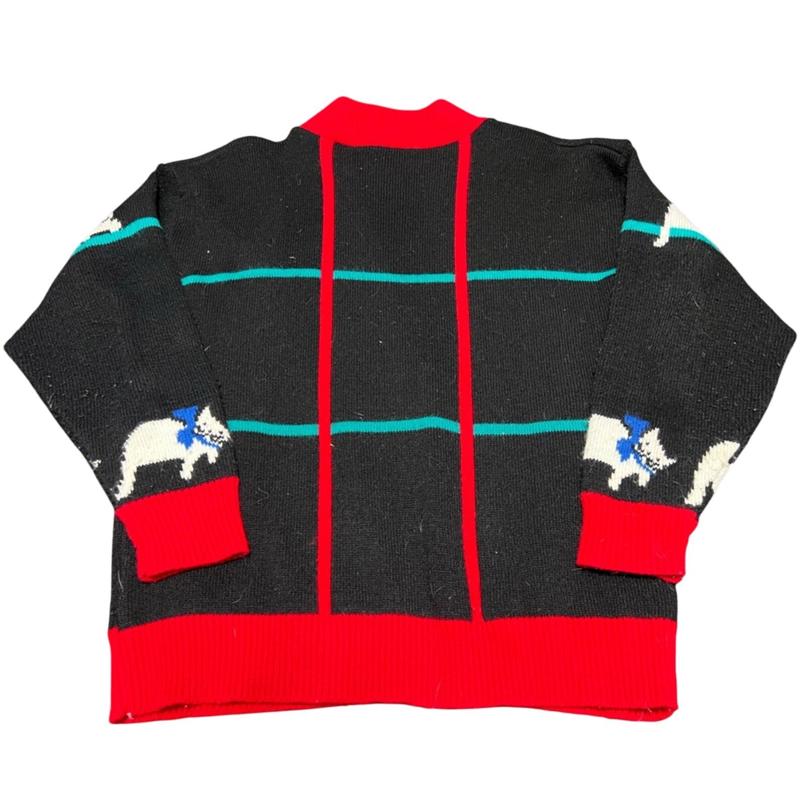 Vintage SPUNKY 80s Vintage Novelty Christmas Cat Lady Chunky Sweater Size L / US 10 / IT 46 - 2 Thumbnail