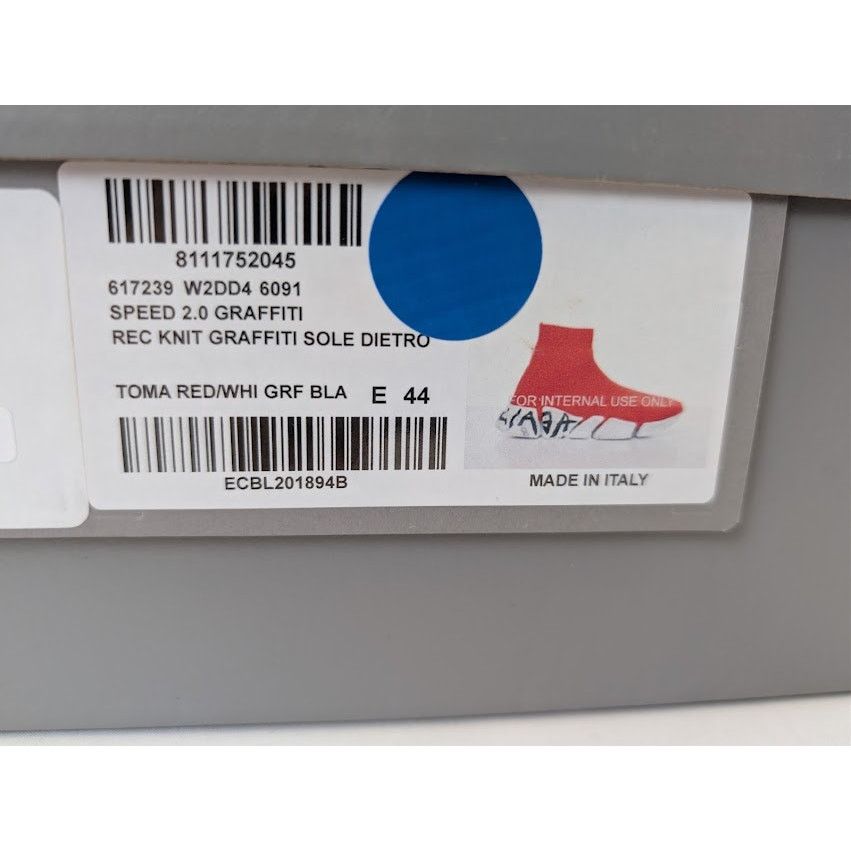 Balenciaga o1rshd1 Q:2 / Speed 2.0 Graffiti Recycled Knit Sneaker Red Size US 11 / EU 44 - 22 Thumbnail