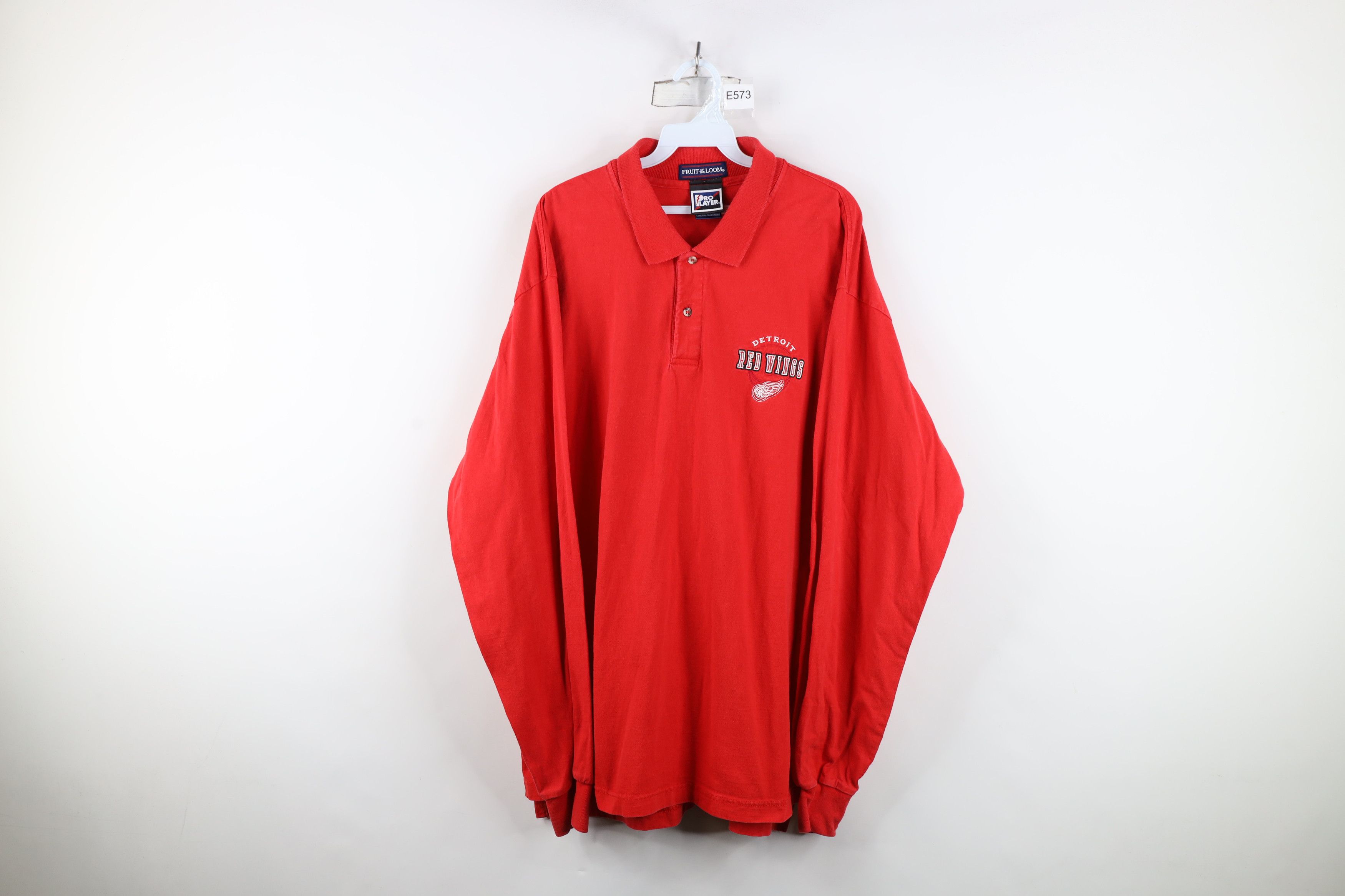 Vintage Vintage 90s Heavyweight Red Wings Hockey Long Sleeve Polo Size US XL / EU 56 / 4 - 1 Thumbnail