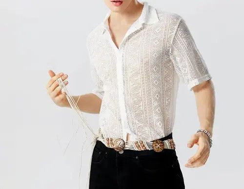Japanese Brand × Vintage Mesh See Through Lapel Sexy Short Sleeve streetwear y2k Size US M / EU 48-50 / 2 - 3 Thumbnail