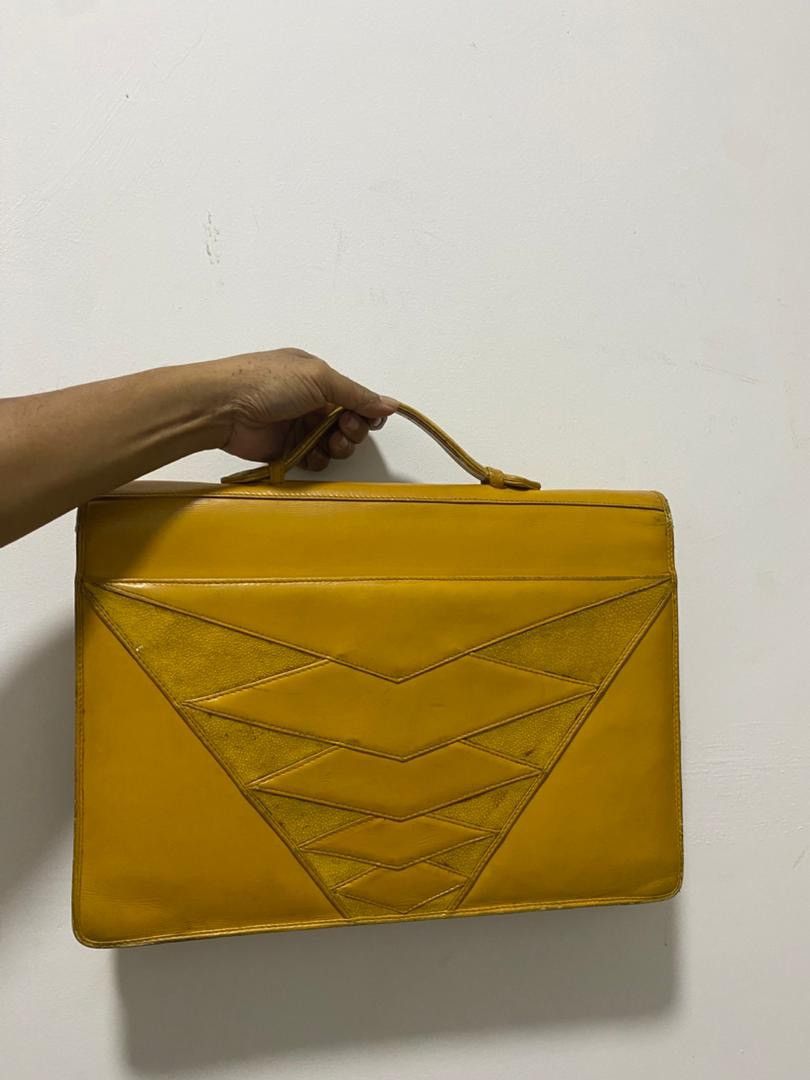 Lancel Lancel Paris Vintage Yellow Stingray Leather Briefcase Size ONE SIZE - 9 Thumbnail