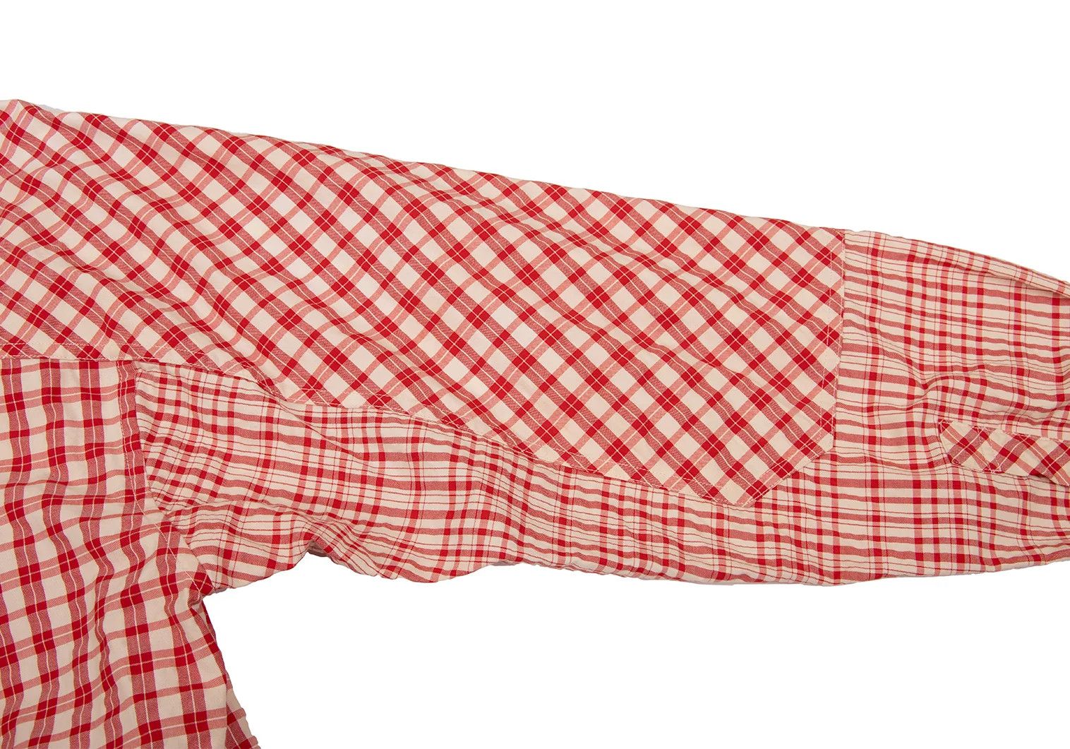 Issey Miyake Multi-Check Panel Long Sleeve Shirt in Red Beige Black Size US M / EU 48-50 / 2 - 16 Thumbnail