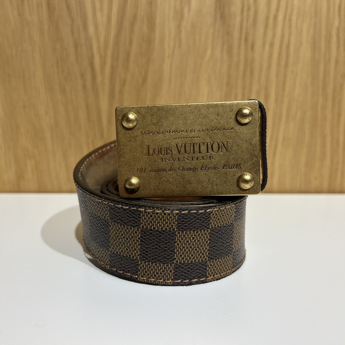Louis Vuitton 🔹Louis Vuitton Inventeur Metal Buckle Leather Belt Size ONE SIZE - 1 Thumbnail