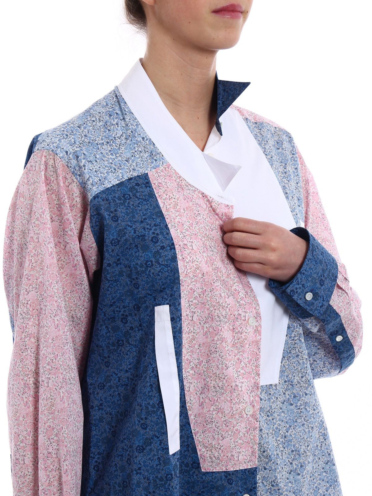 Loewe Loewe Multicolor Asymmetrical Button Up Patchwork Shirt Size XS / US 0-2 / IT 36-38 - 3 Thumbnail