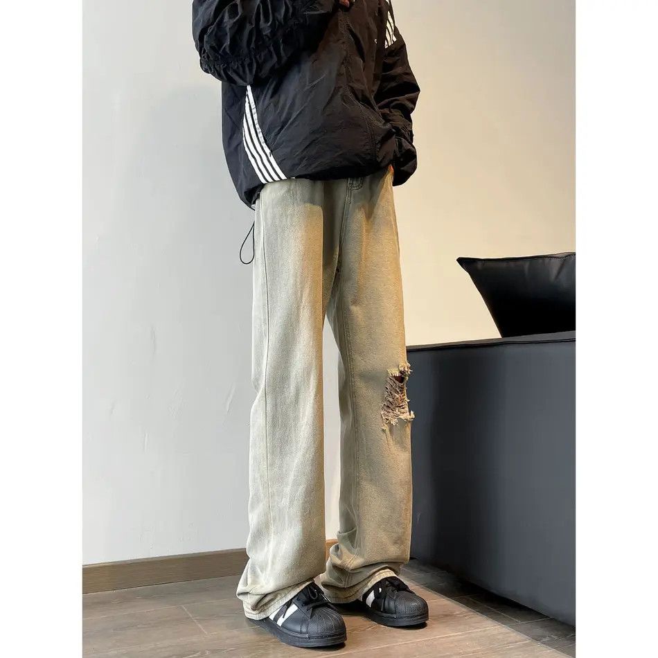 Japanese Brand × Jean Retro loose fringed ripped jeans Size US 30 / EU 46 - 3 Thumbnail