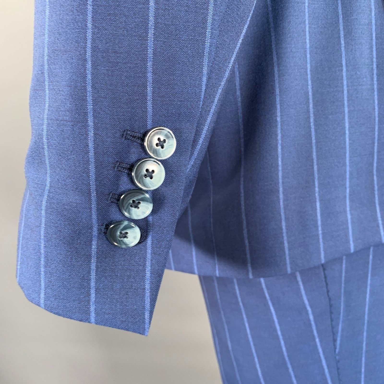 Other ATELIER MUNRO Size 38 Blue Stripe Wool Peak Lapel Suit Size 38R - 4 Thumbnail